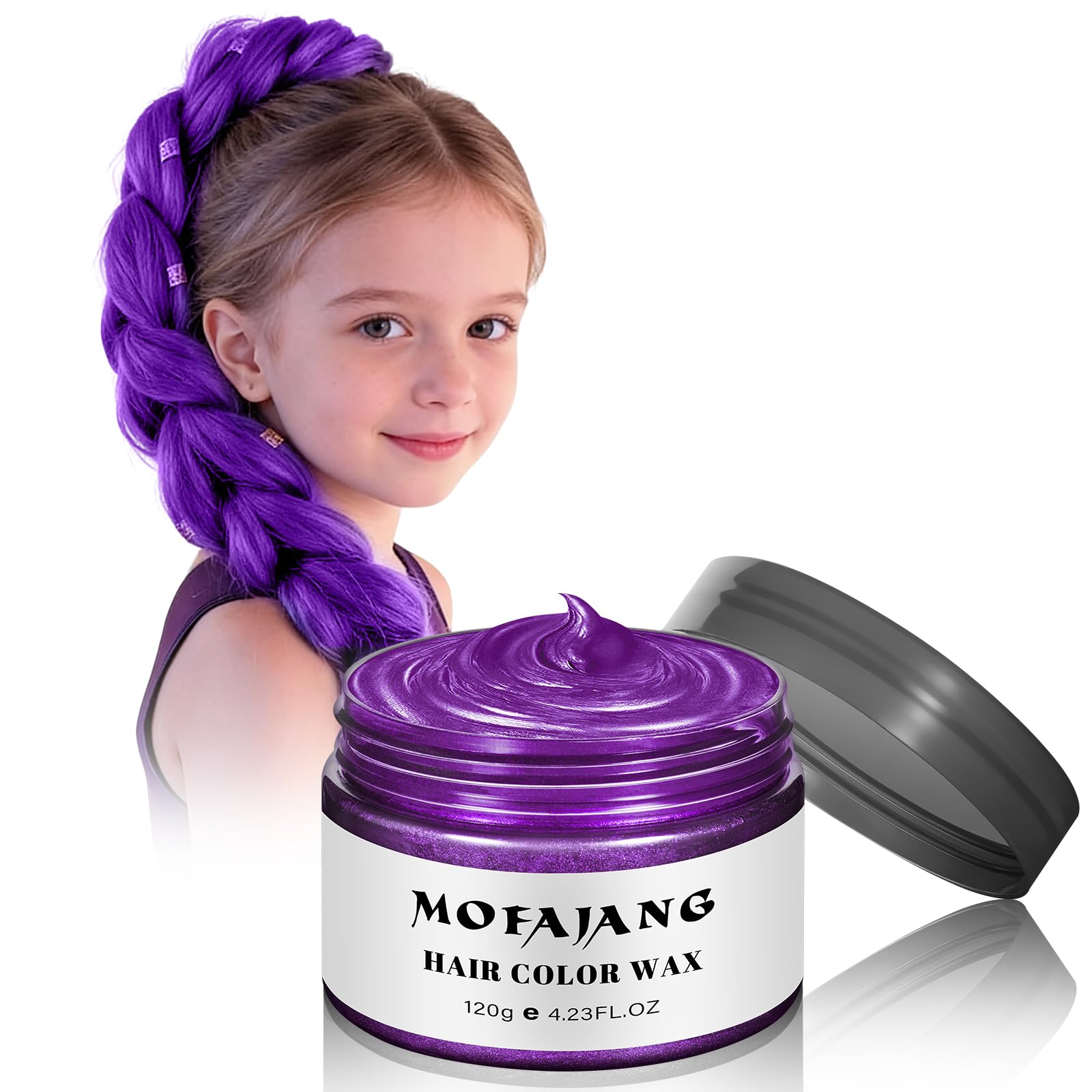 Purple Hair Spray Color Temporary Hair Color Wax, 4.23 Oz Natural Washable Hair Wax Color Spray, Kids Women Temporary Hair Dye Wax Gel Cream Pomades for Christmas Party, Role Playing, Cosplay (Purple)
