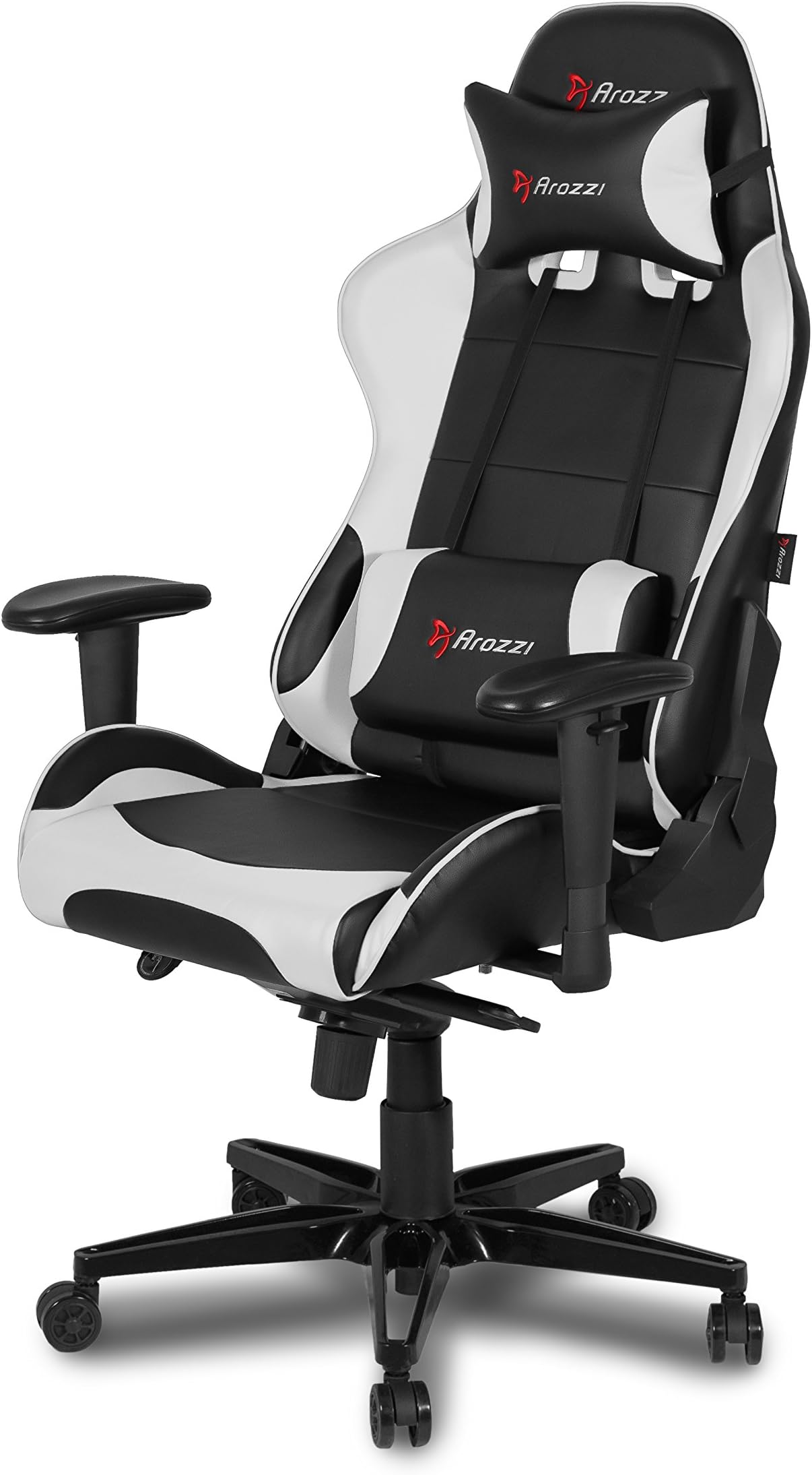 Verona XL+ Extra-Wide Premium Racing Style Gaming Chair With High Backrest, Recliner, Swivel, Tilt, Rocker And Seat Height AdjUStment, Lumbar And Headrest Pillows Included - White