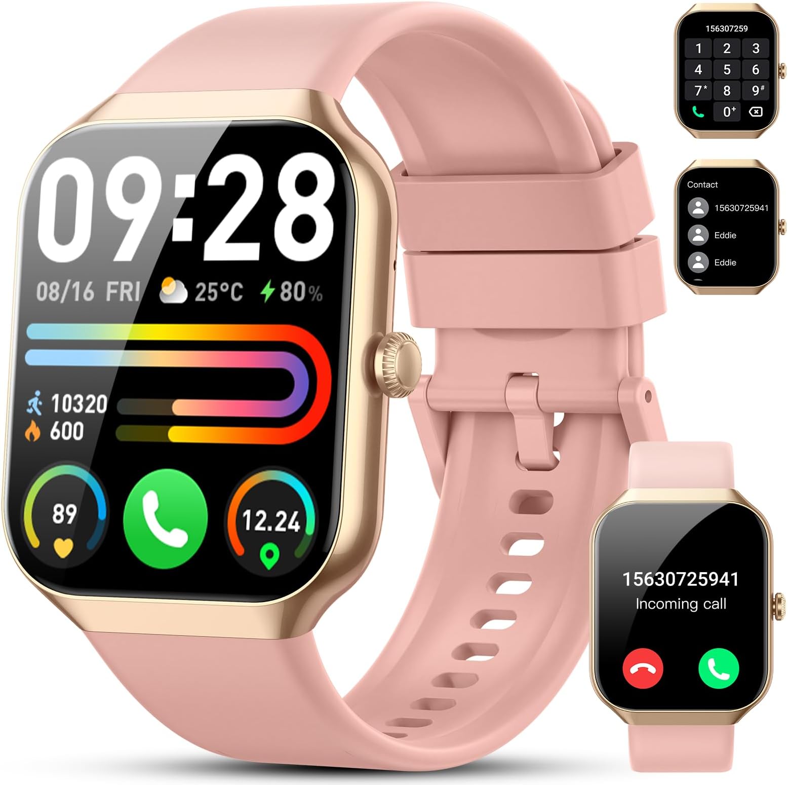 Smart Watch(Answer/Make Call), 1.96" HD Smartwatch for Men Women, 2024 Fitness Activity Tracker with 110+ Sport Modes/Heart Rate/Sleep Monitor/Pedometer, IP68 Waterproof Fitness Watch for Android iOS