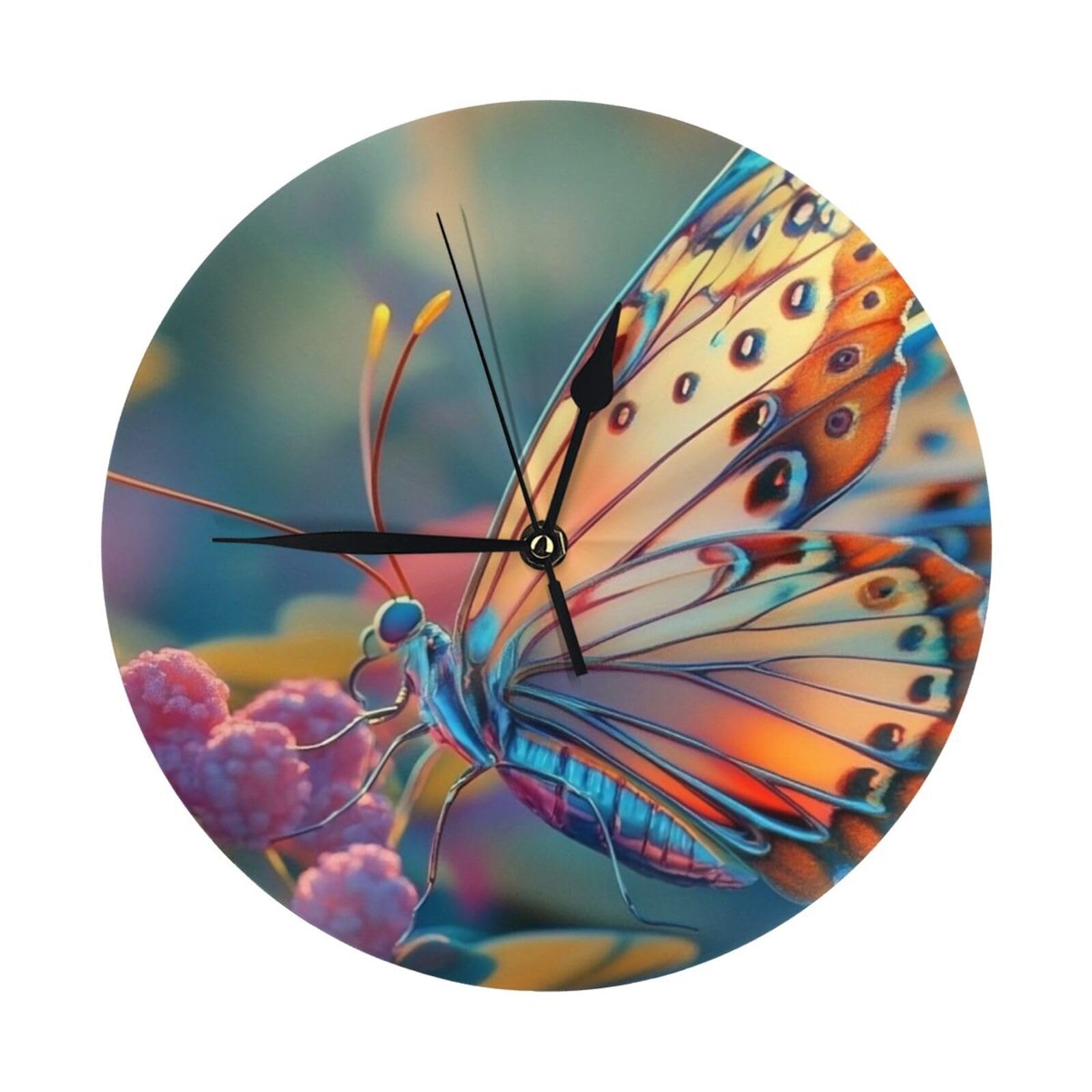 Horloge murale silencieuse papillons pour salon sans bruit de tic-tac