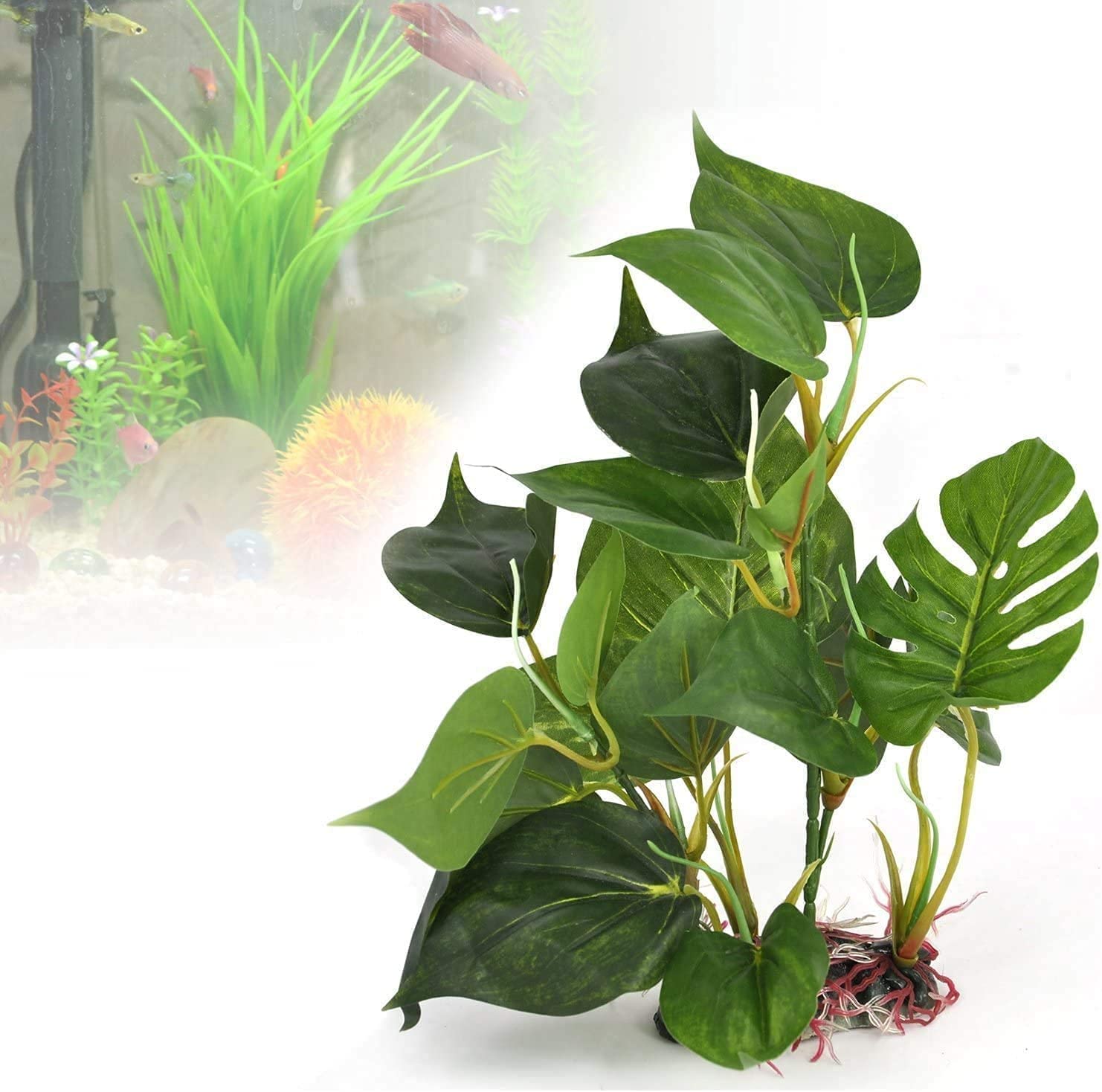 WANGZAIZAI Plantas de acuario artificiales, grandes decorativas, plantas de plástico, acuario, plantas acuáticas artificiales, grandes para acuarios, hogar, oficina, 24 cm