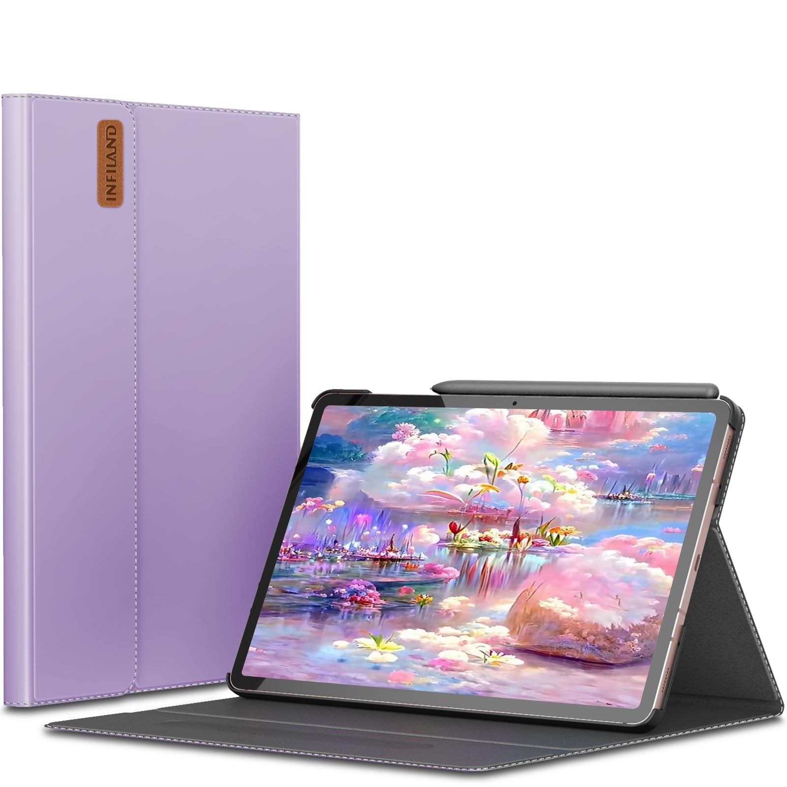 INFILANDCase for Samsung Galaxy Tab S10 Lite/10 FE/ S9 FE 5G 10.9 Inch/Tab S9 11 Inch, Ultra Slim Multi-Angle Cover with S Pen Holder [Auto Wake/Sleep], Lavender