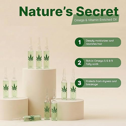 Miniatura 3 de Wellness Premium Products Ampollas de aceite de cáñamo para reparación del cabello para cabello seco y dañado, 10 mil - 10 por caja