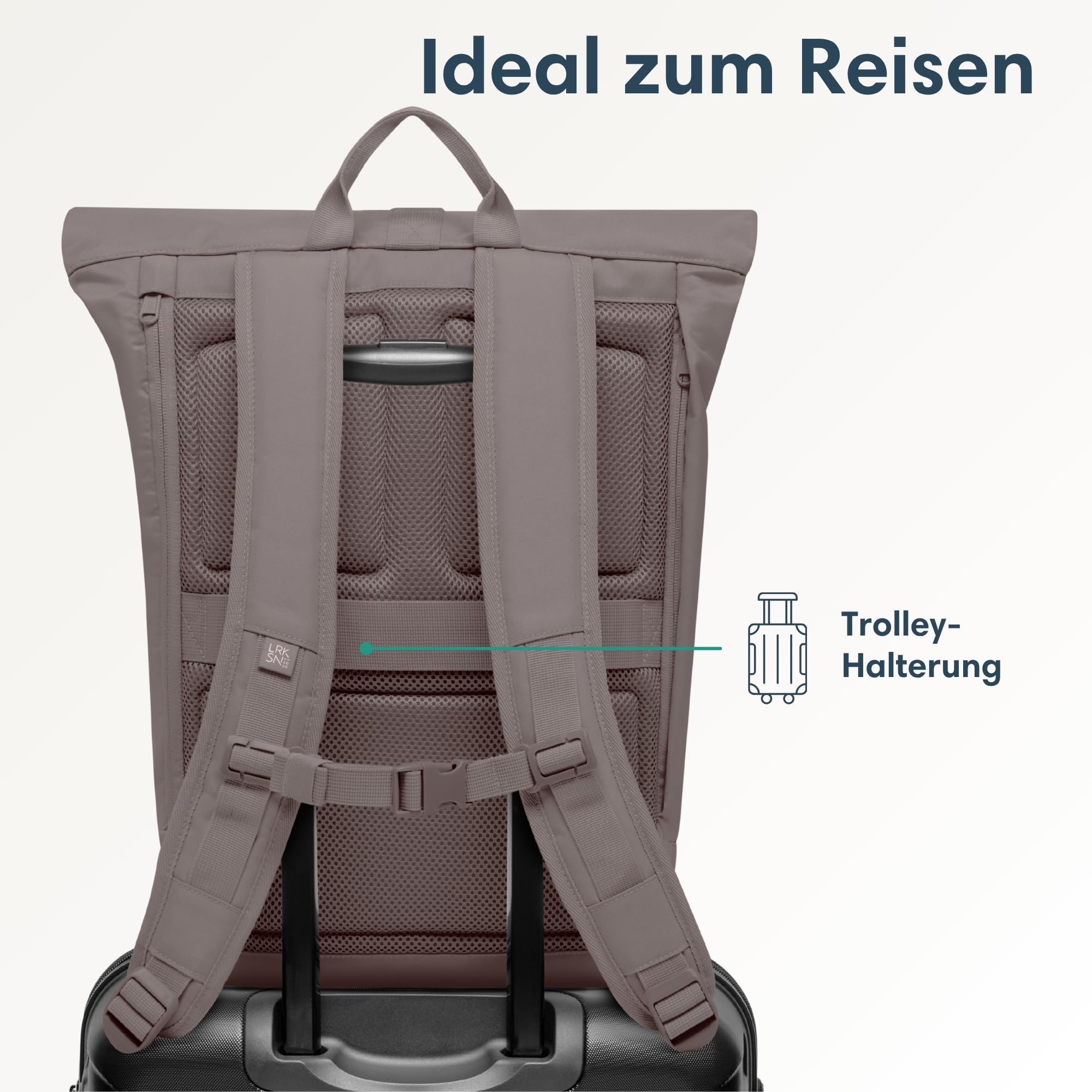 LARKSON Rucksack Damen & Herren Braun - Janne - Rolltop Rucksack mit Laptopfach für Uni, Arbeit, Reise & Fahrrad - Backpack Tagesrucksack Mittelgroß - Wasserabweisend