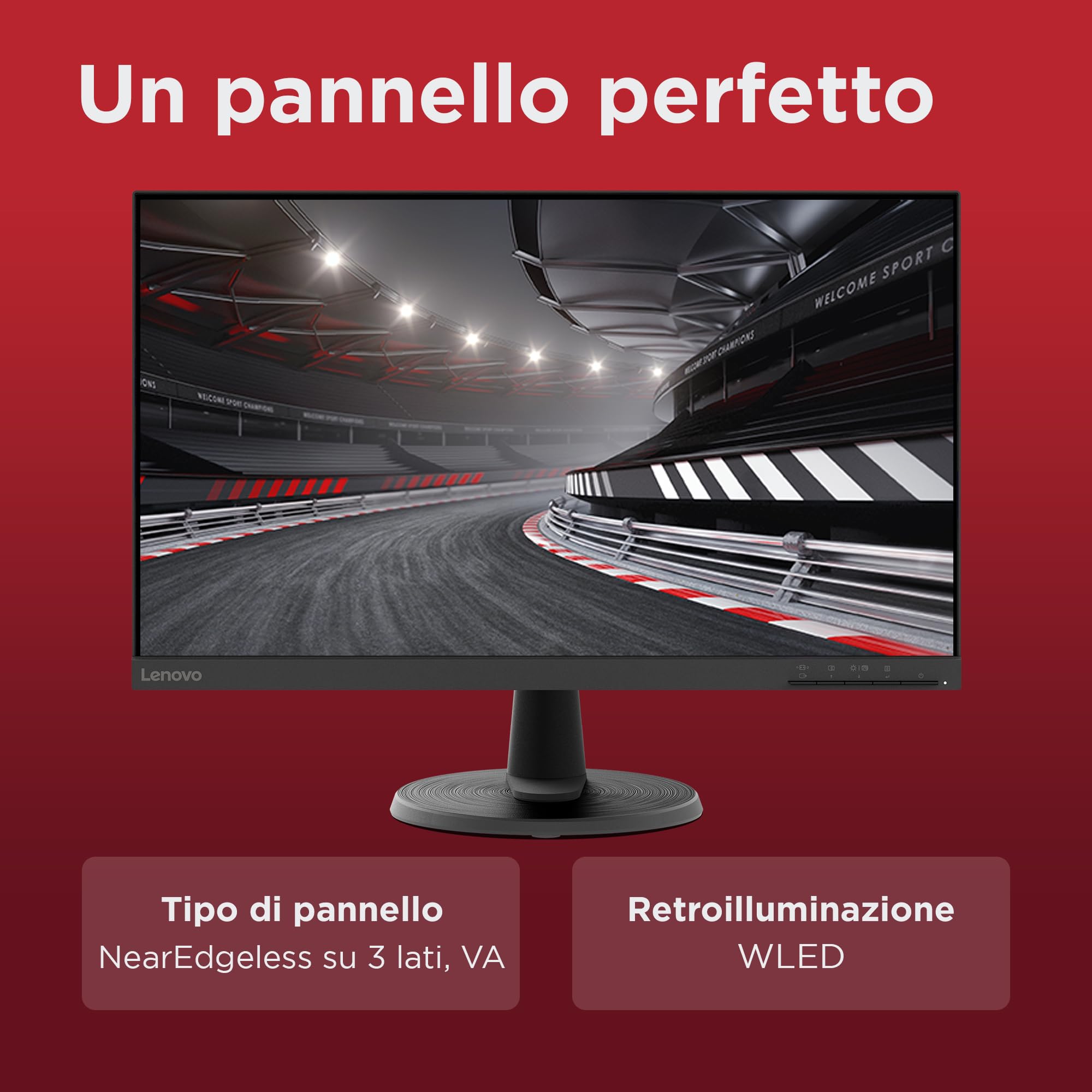 Lenovo D24-45 Monitor 24" FHD (1920x1080), 4ms, 75Hz, Frameless, AMD FreeSync, Schermo opaco antiriflesso, regolabile in inclinazione, HDMI e VGA, VESA 100x100