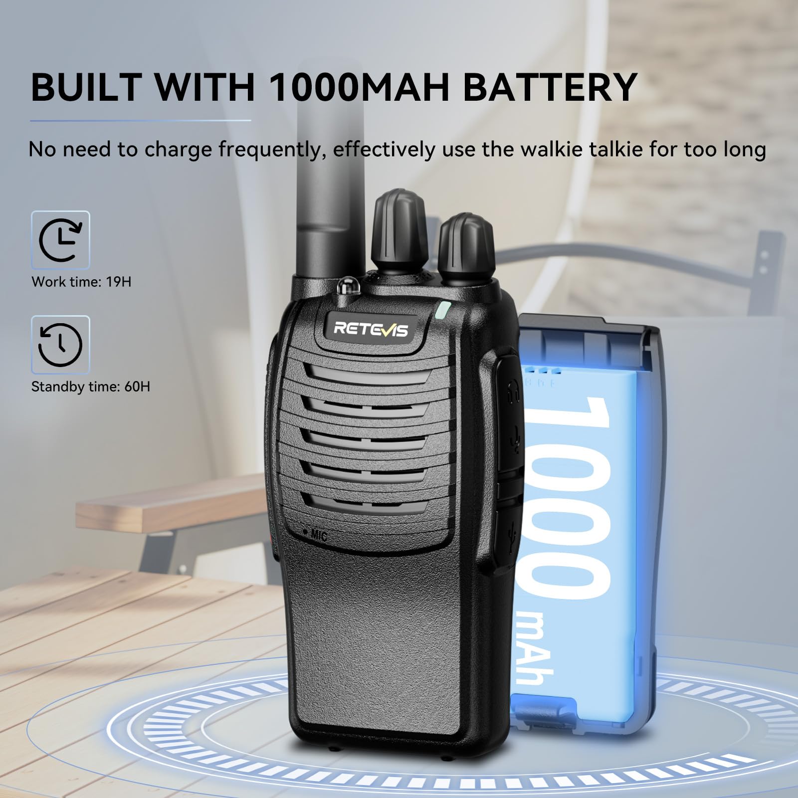 Retevis H777 Walkie Talkie, PMR446 Radiotelefon Dwukierunkowy z Akumulatorem, Latarka LED, VOX Hands Free, USB C, CTCSS/DCS, Profesjonalne Walkie Talkie do Sklepów, Detaliczne (Czarne, 4 Szt.)