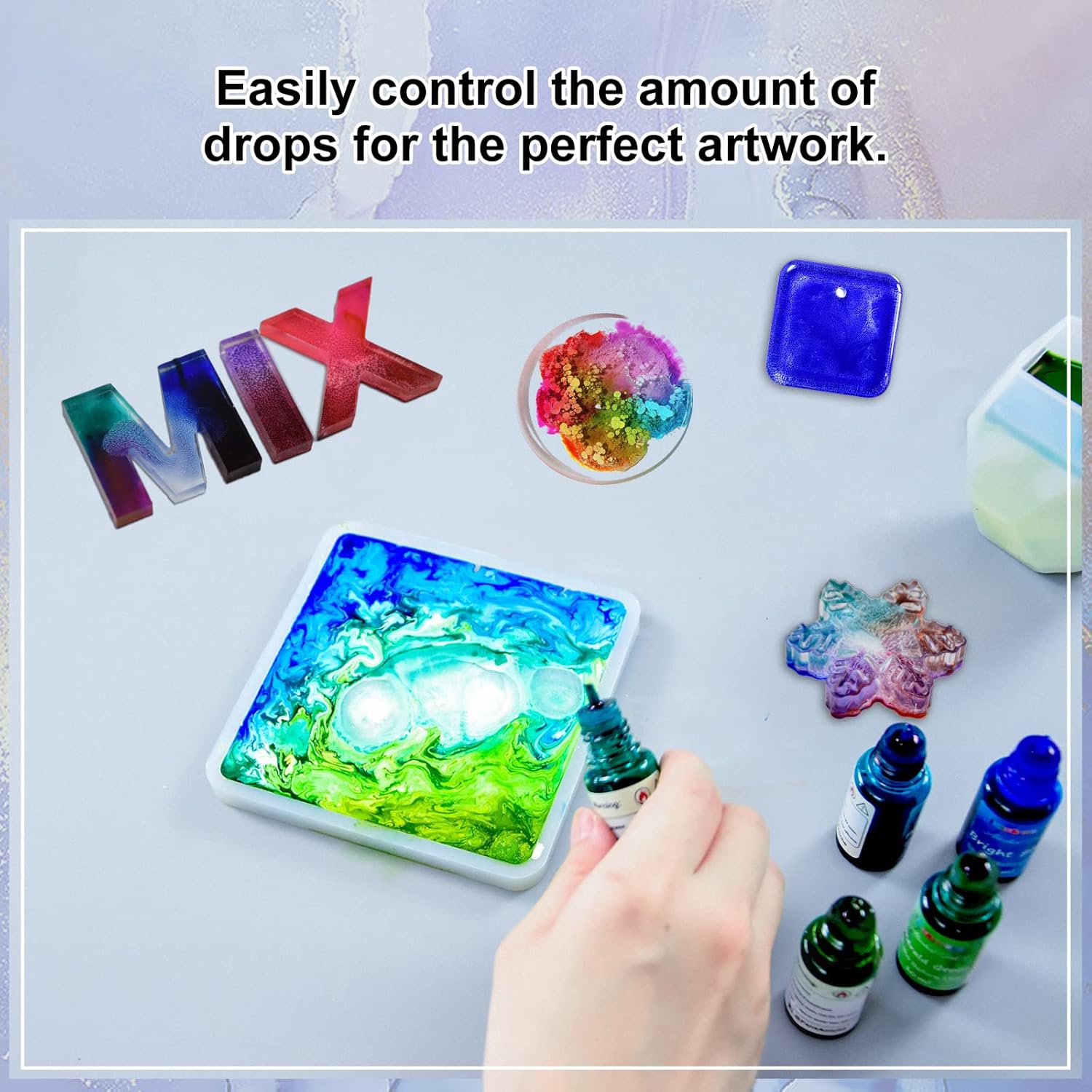 Alcohol Ink Set - 24 Vivid Colors, Concentrated Alcohol-Based Ink, Epoxy Resin Paint with Metallic Color Dye for Resin Coasters, Acrylic Painting, Tumbler Making,10ml Each
