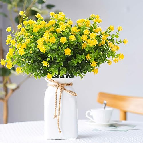 Miniatura 4 de Flores artificiales para exteriores, 12 racimos de flores artificiales resistentes a los rayos UV, flores de plástico decorativas para interiores y