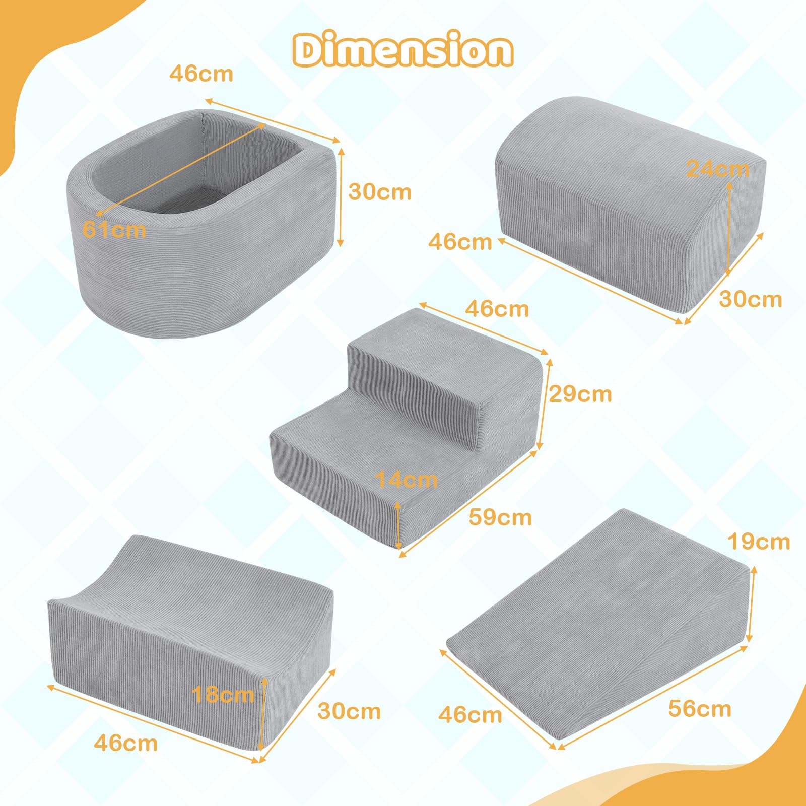 FANTASK Bloques de Espuma XXL de 5 Piezas, Bloques de Escalada Gigantes con Piscina de Bolas, Bloques de construcción Grandes para retozar y Escalar, Bloques de construcción Suaves para el hogar, la — view 6