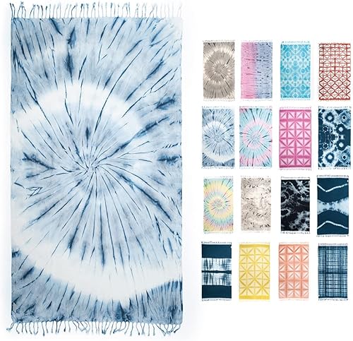 Miniatura 8 de Toalla de playa de teñido anudado, 37 x 68 pulgadas, 100% algodón, suave, absorbente, toallas de playa turcas para spa, piscina, gimnasio y baño