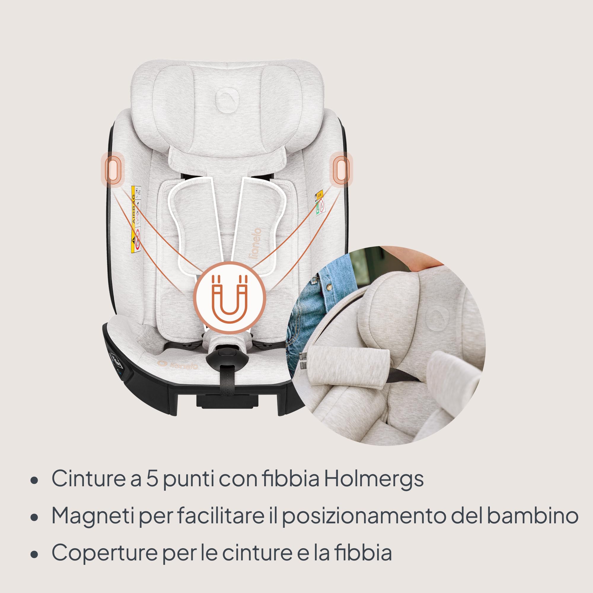 LIONELO Moxie Next i-Size Seggiolino Auto Girevole per Bambini 0-4 Anni