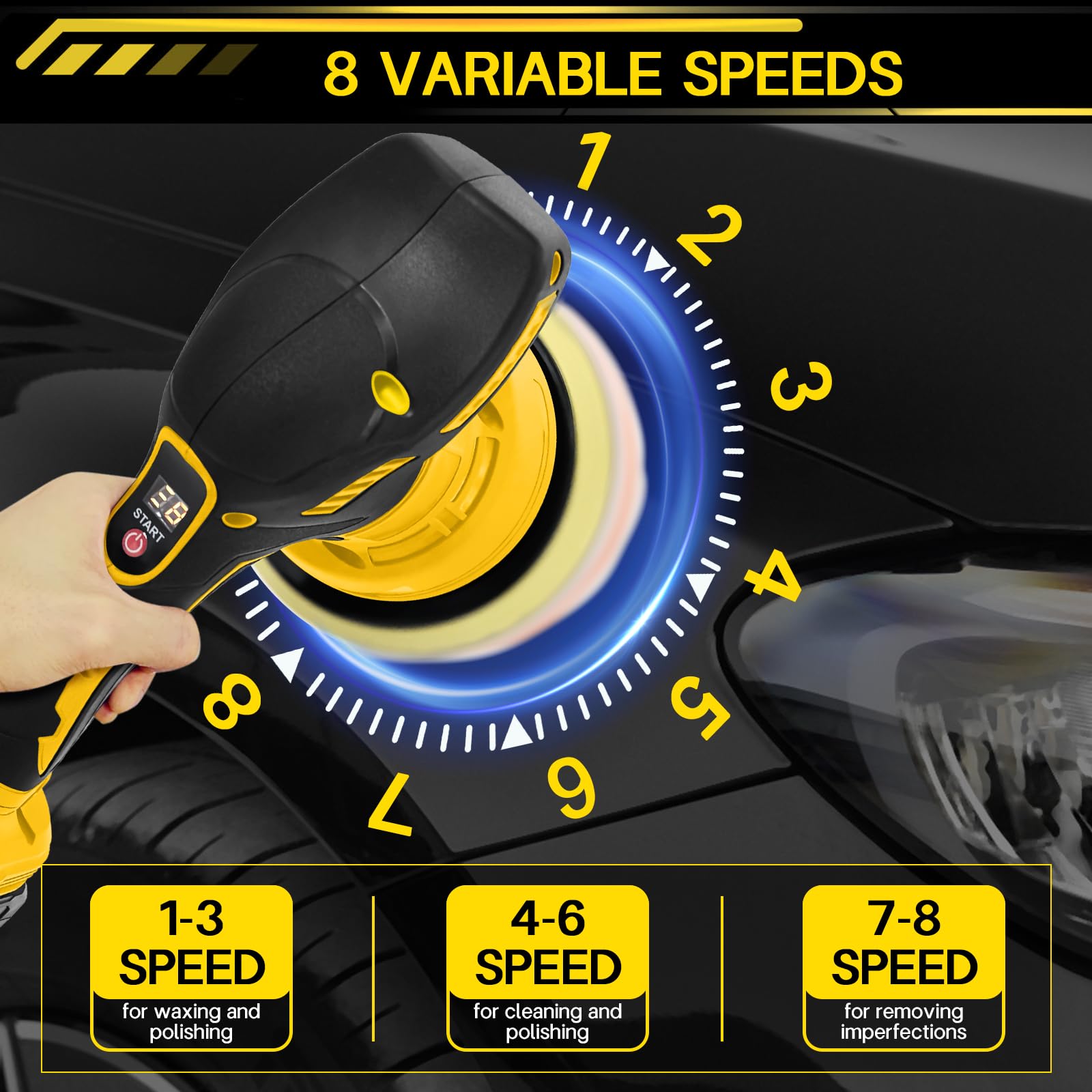 WingFly Poliermaschine Für Dewalt 18V/20V - 450W Auto Polierer Set