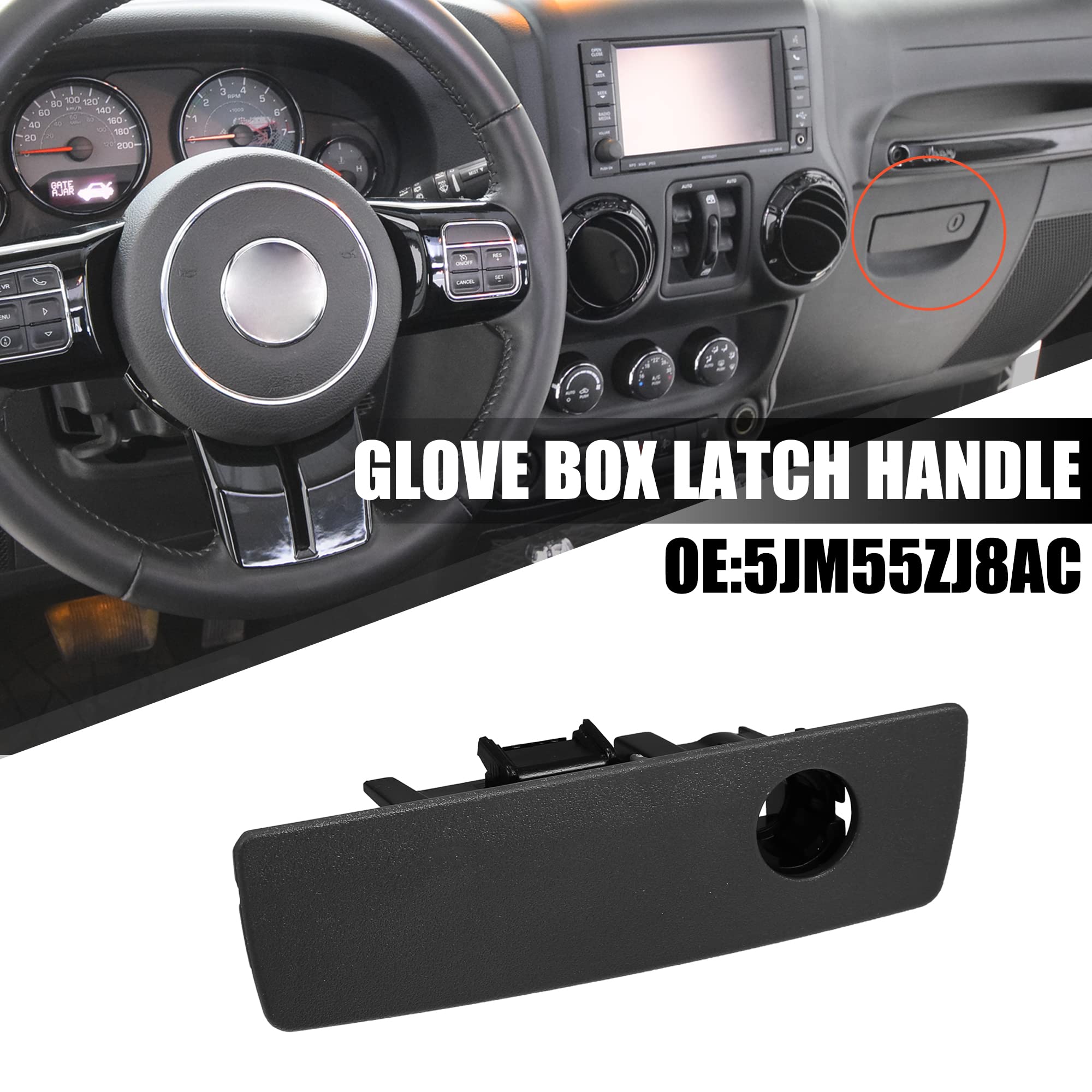 X AUTOHAUX 5JM55ZJ8AC Glove Box Latch for Jeep Wrangler JK 2007-2018 Commander 2006-2010 Grand Cherokee 2005-2010 for Dodge Grand Caravan for Chrysler Town & Country 08-10 Black