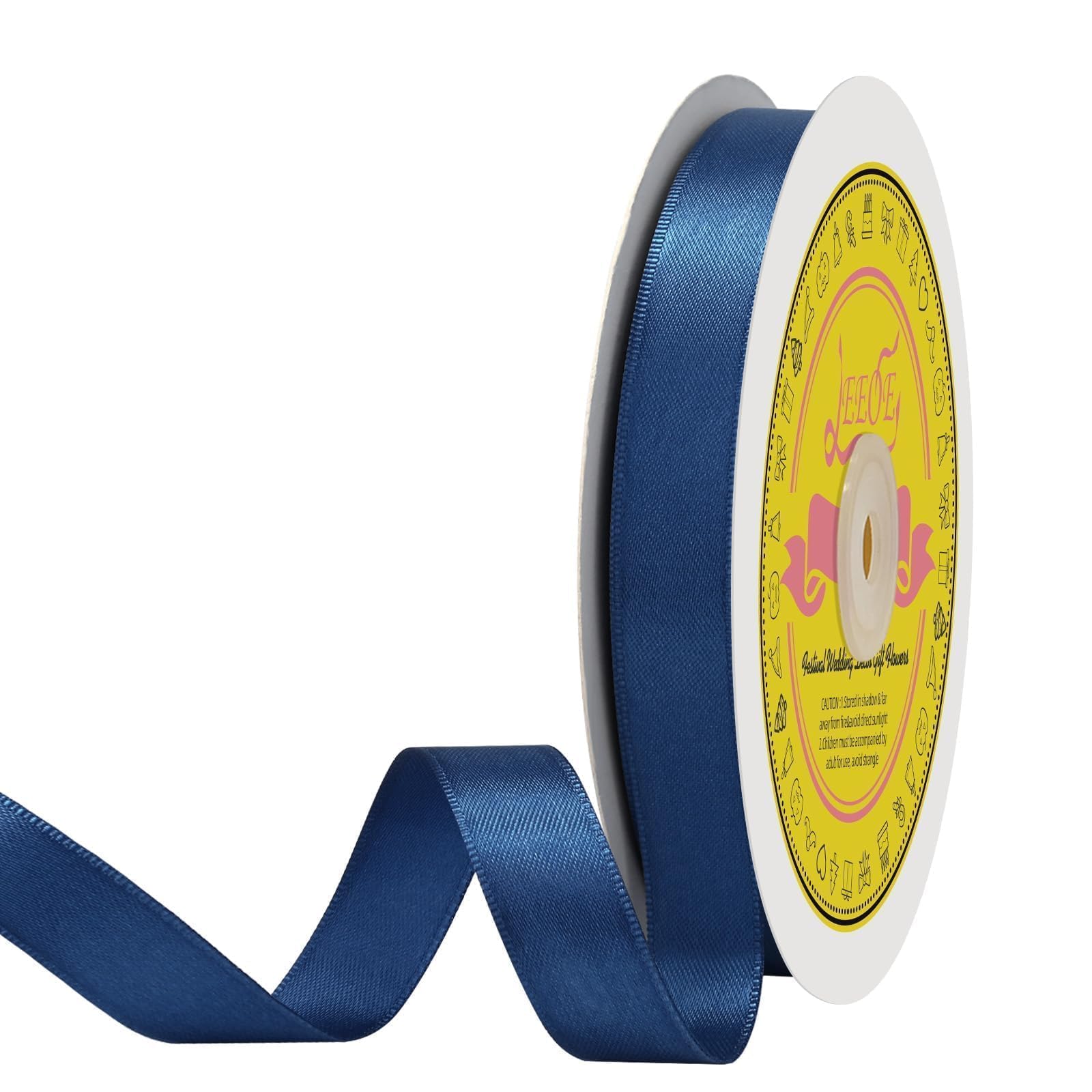 Double Face Navy Blue Satin Ribbon 1/2 inch X 50 Yards Polyester Navy Blue Ribbon for Gift Wrapping Very Suitable for Weddings Party Invitation Decorations and More