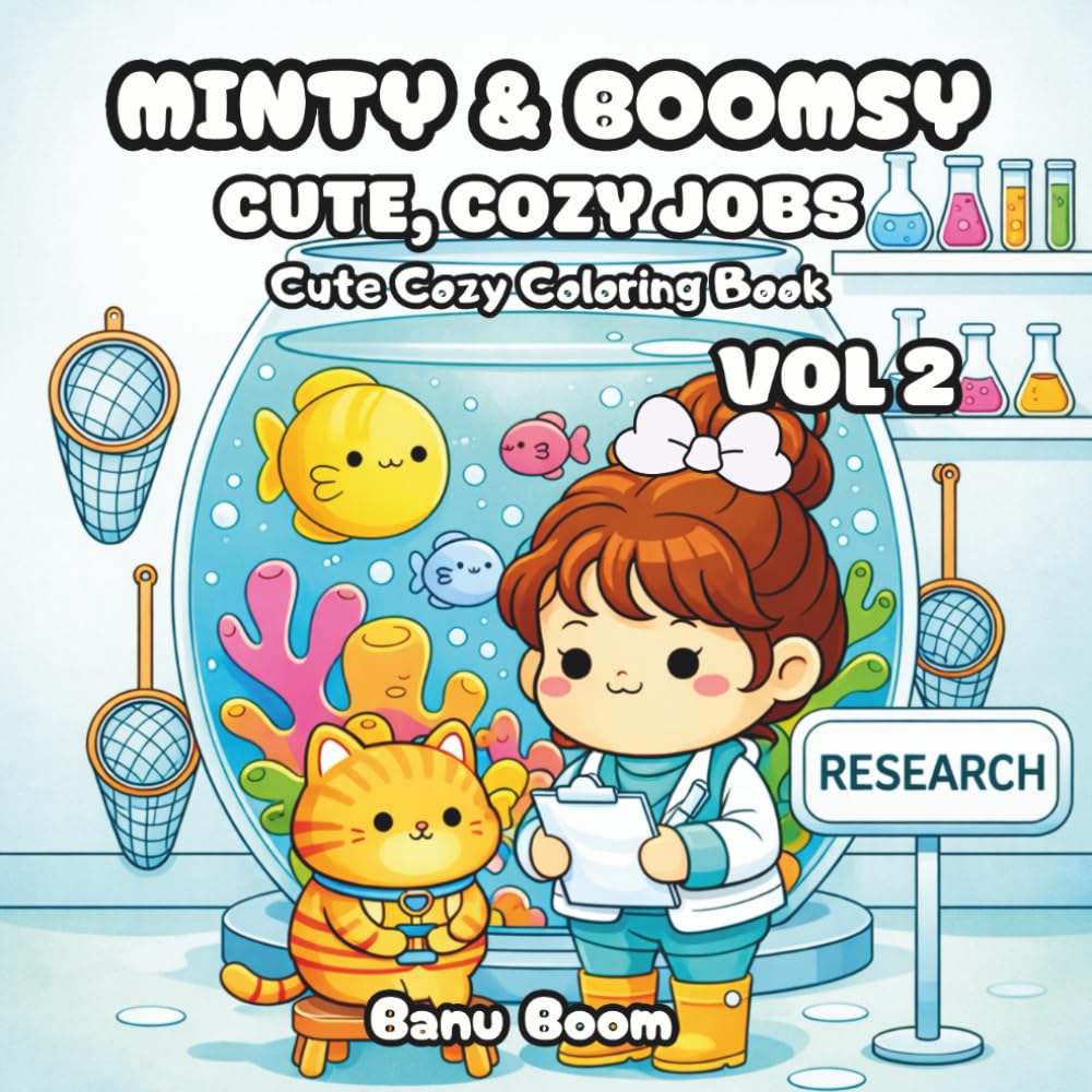 Minty & Boomsy: Cozy Jobs Coloring Book, Vol. 2: More Cute Cozy Careers to Color for Kids, Teens & Adults