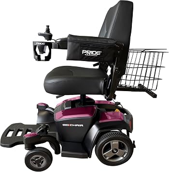 Pride Go Chair Electric Wheelchair Plus Rear Basket, Cup Holder, Saddlebag, 20Ah Batteries, 300 lbs. Wt Capacity, Portable Power Wheelchair for Adults,18" or 20" Wide Seat Rose Quartz, 18" Wide Seat