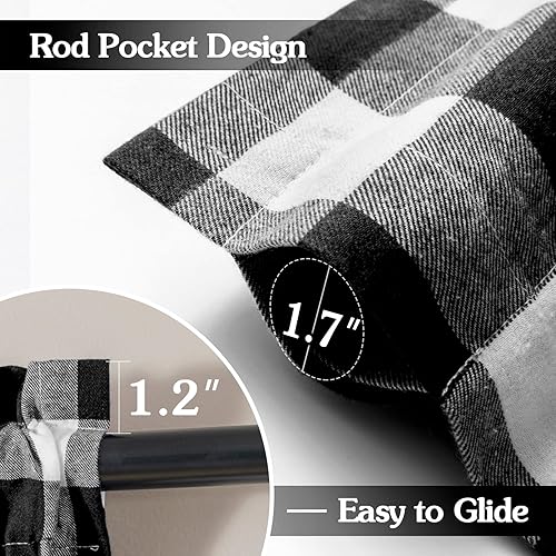 Miniatura 3 de Melodieux Buffalo - Cortinas a cuadros para sala de estar, dormitorio, estilo granja, estilo guingán, con textura de algodón, con bolsillo para