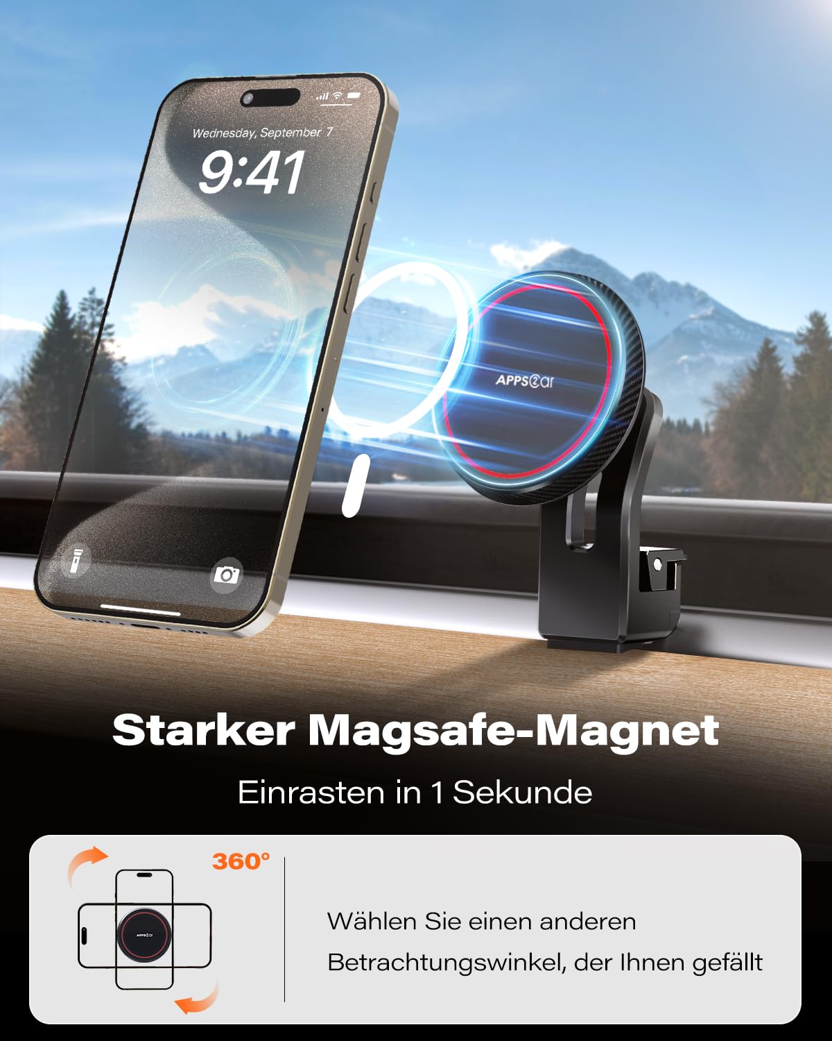 APPS2Car Tesla Mobile Phone Holder, Mag-Safe Car Holder, Ultra Stable 17 x N52 Strong Magnets, Magnetic Mobile Phone Holder Car for Tesla Model 3/Y Ventilation, Compatible with iPhone 15 14 13