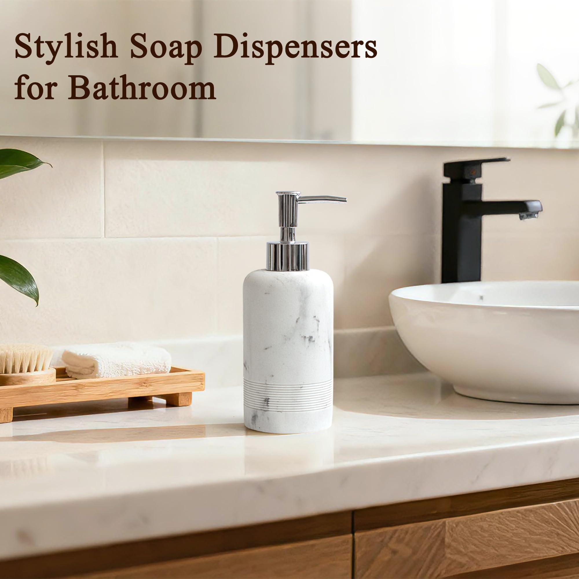 YMXYJM Dispensador de jabón con bomba de acero inoxidable a prueba de óxido, dispensador de jabón líquido recargable para baño, dispensador de jabón de cocina premium, color blanco