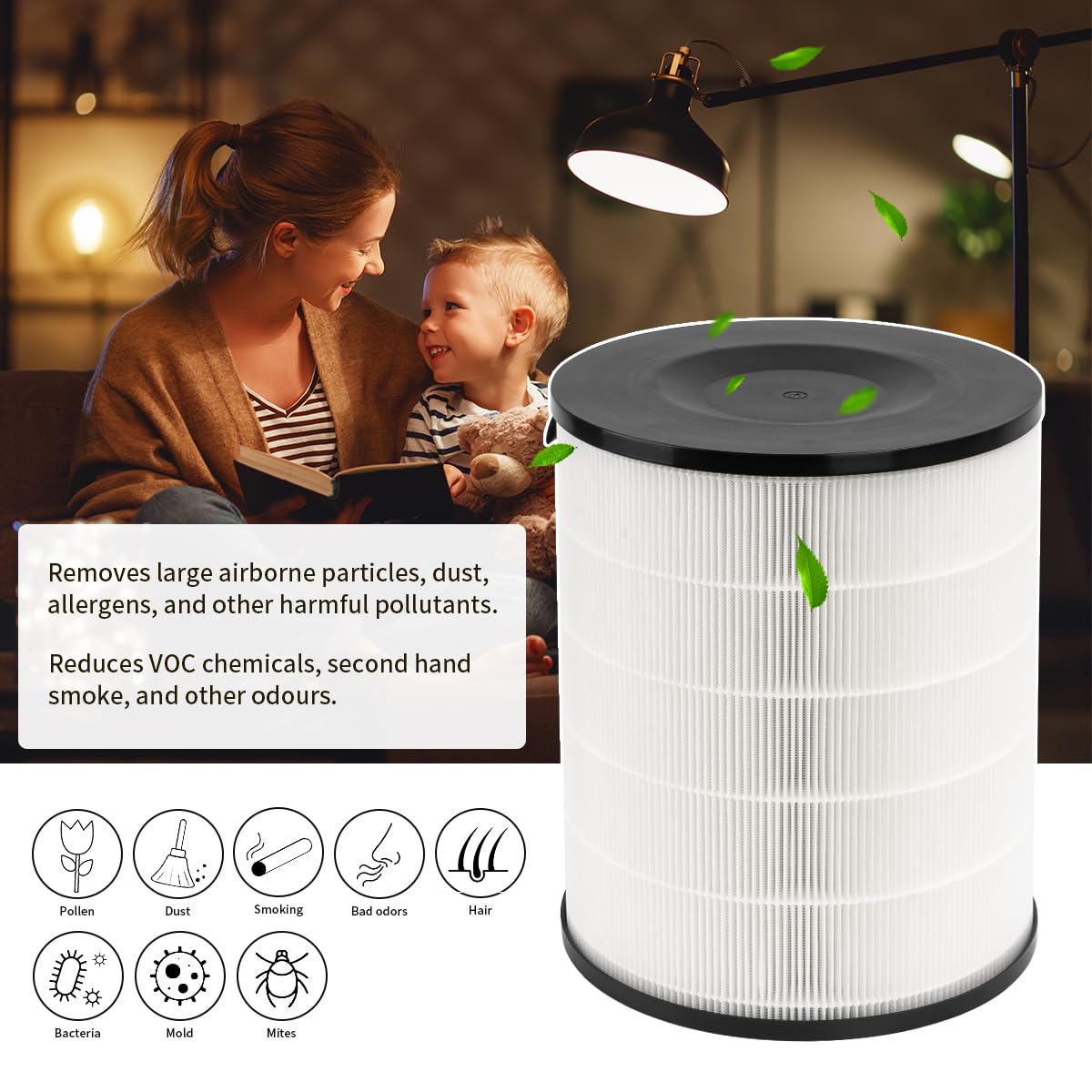 Filtro di ricambio compatibile con purificatore d'aria Levoit LV-H133, filtro sostitutivo 3-in-1 con filtro a carbone attivo integrato, numero di parte LV-H133-RF