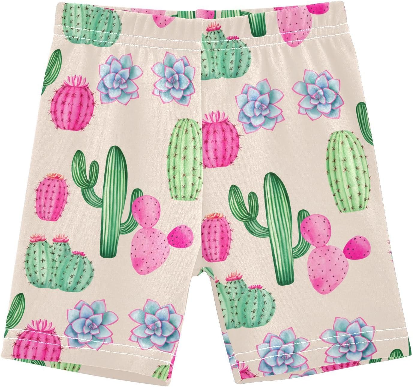 Cactus Succulent Flora Beige Girls Bike Shorts Toddler Soft Cotton Cartwheel Under Dress Dance Shorts