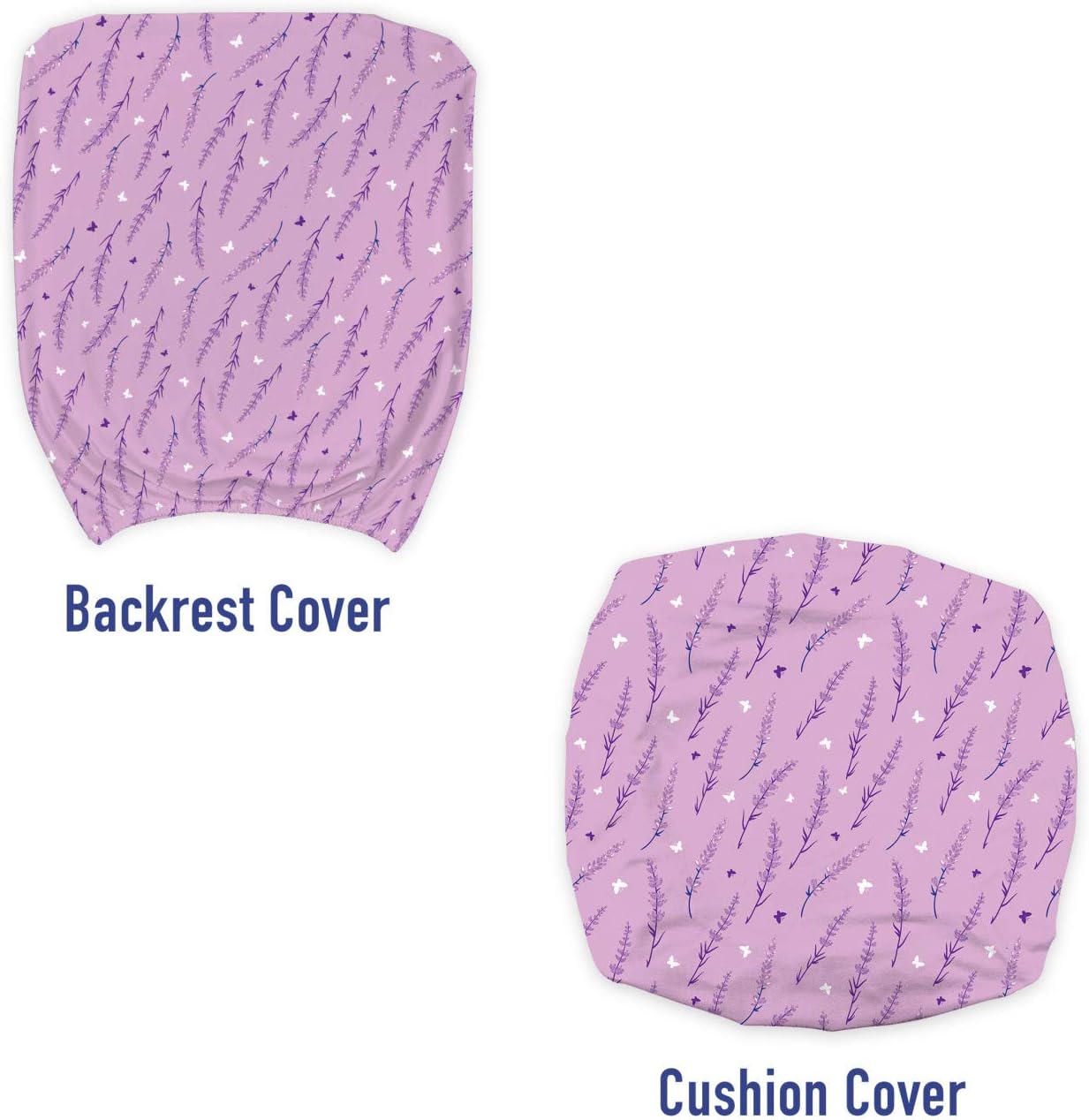Ambesonne Floral Vintage Office Chair Slipcover, Repetitive Print of Springtime Lavenders and Mini Butterflies, Protective Stretch Decorative Fabric Cover, Standard Size, Lilac Quartz