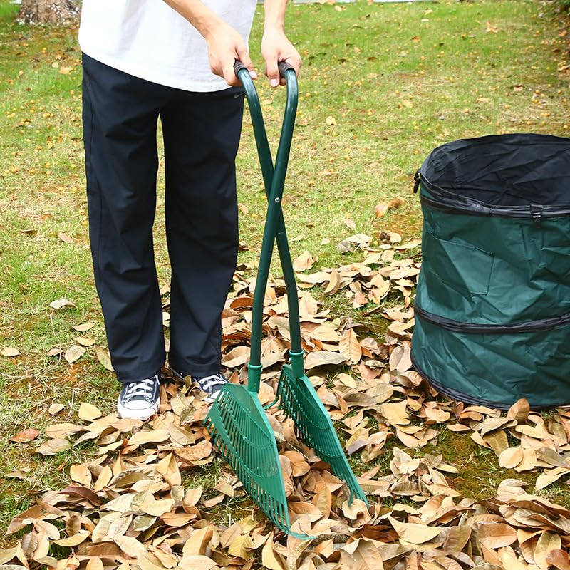 Agarrador de hojas de mango largo resistente, recoge hojas y recortes de césped sin esfuerzo, ideal para limpieza de jardines y mantenimiento de patios