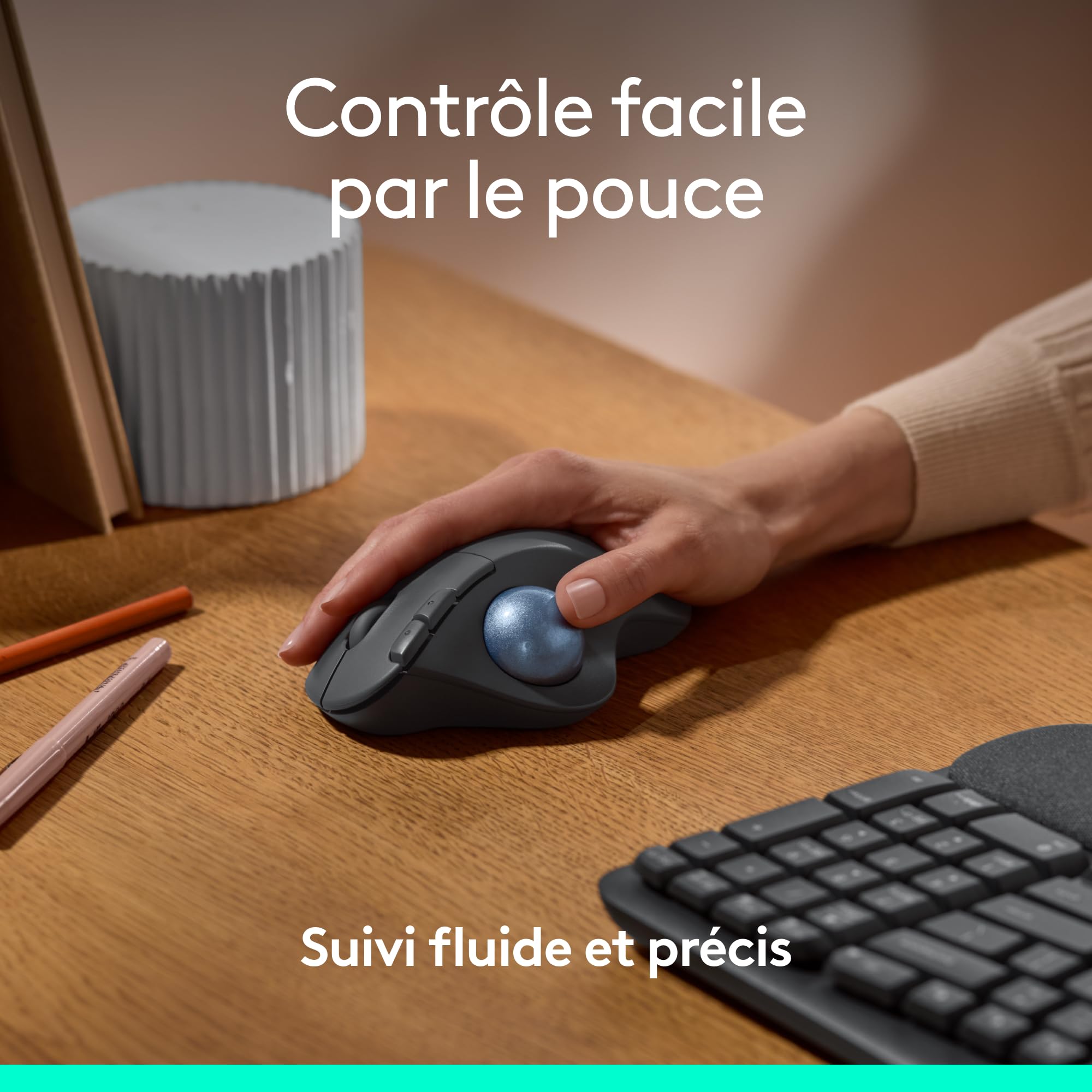 Logitech ERGO M575 Trackball sans fil for Business | Controllo facile pollice, ergonomico, Logi Bolt, Bluetooth, Windows/Mac/Chrome/Linux - Graphite