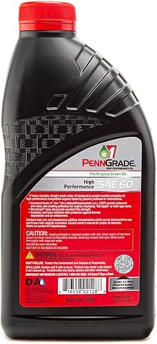 Miniatura 8 de PENN GRADE 1, 71166, aceite monogrado de alto rendimiento SAE 60, 1 cuarto de galón (paquete de 12)