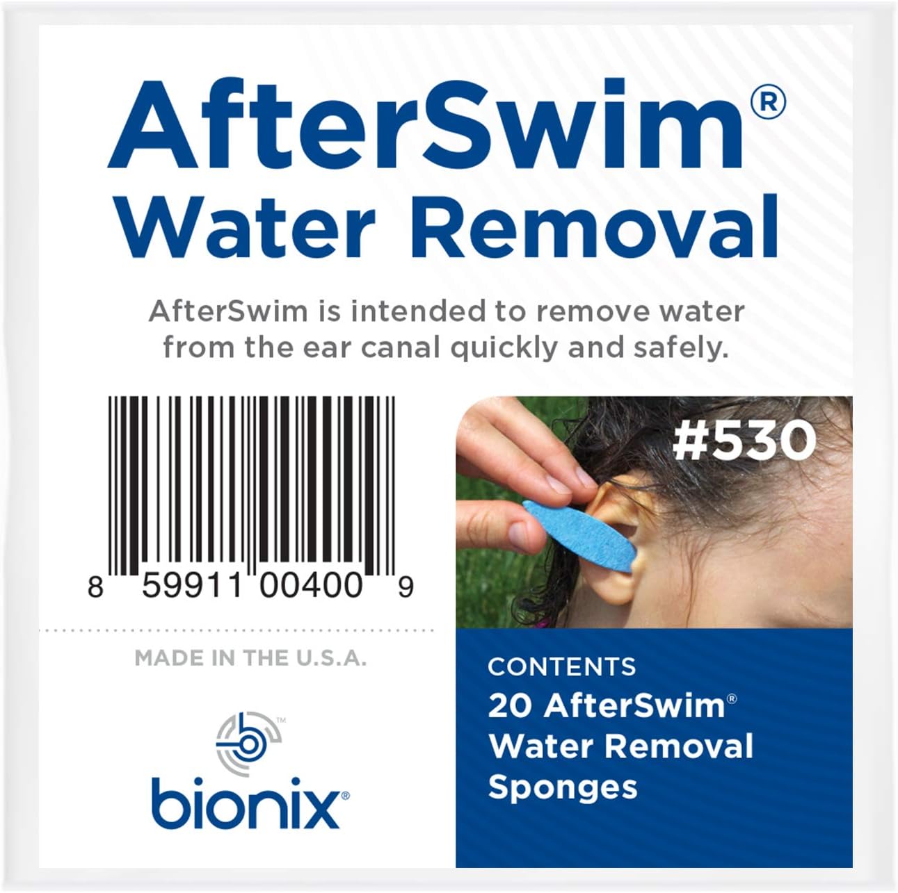 AfterSwim Water Removal- Absorbs Water From the Ear in Seconds. by Bionix Health at Home
