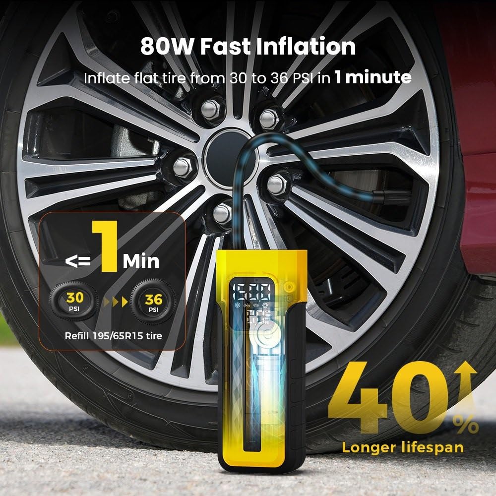 Compresseur Air Cycle de gonflage de pneus portable Gonfleur Electrique