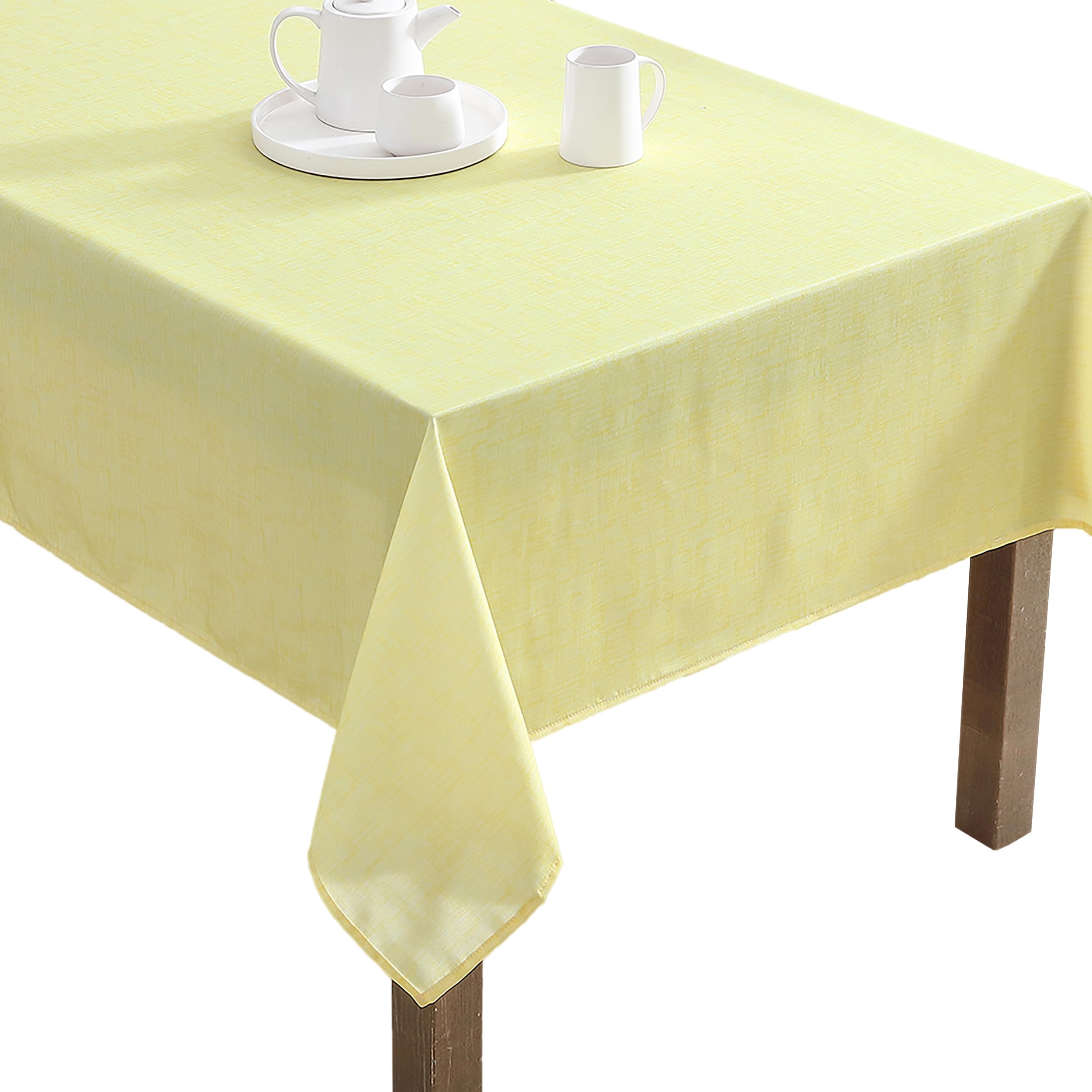 Laura Ashley Decorative Tablecloth, Wrinkle and Stain Resistant, Spillproof Water Repellent, Easy Care Washable Polyester Fabric for Dining, Kitchen, Holiday and Party, 60" x 84", Yellow — image 1