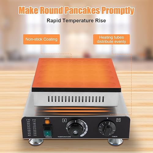 Miniatura 3 de Mini Dutch Pancake Baker Maker,25Pcs Electric Muffin Maker Stainless Steel for Home Kitchen, Cafe or Bakery,Commercial Non-stick Pancake Baker