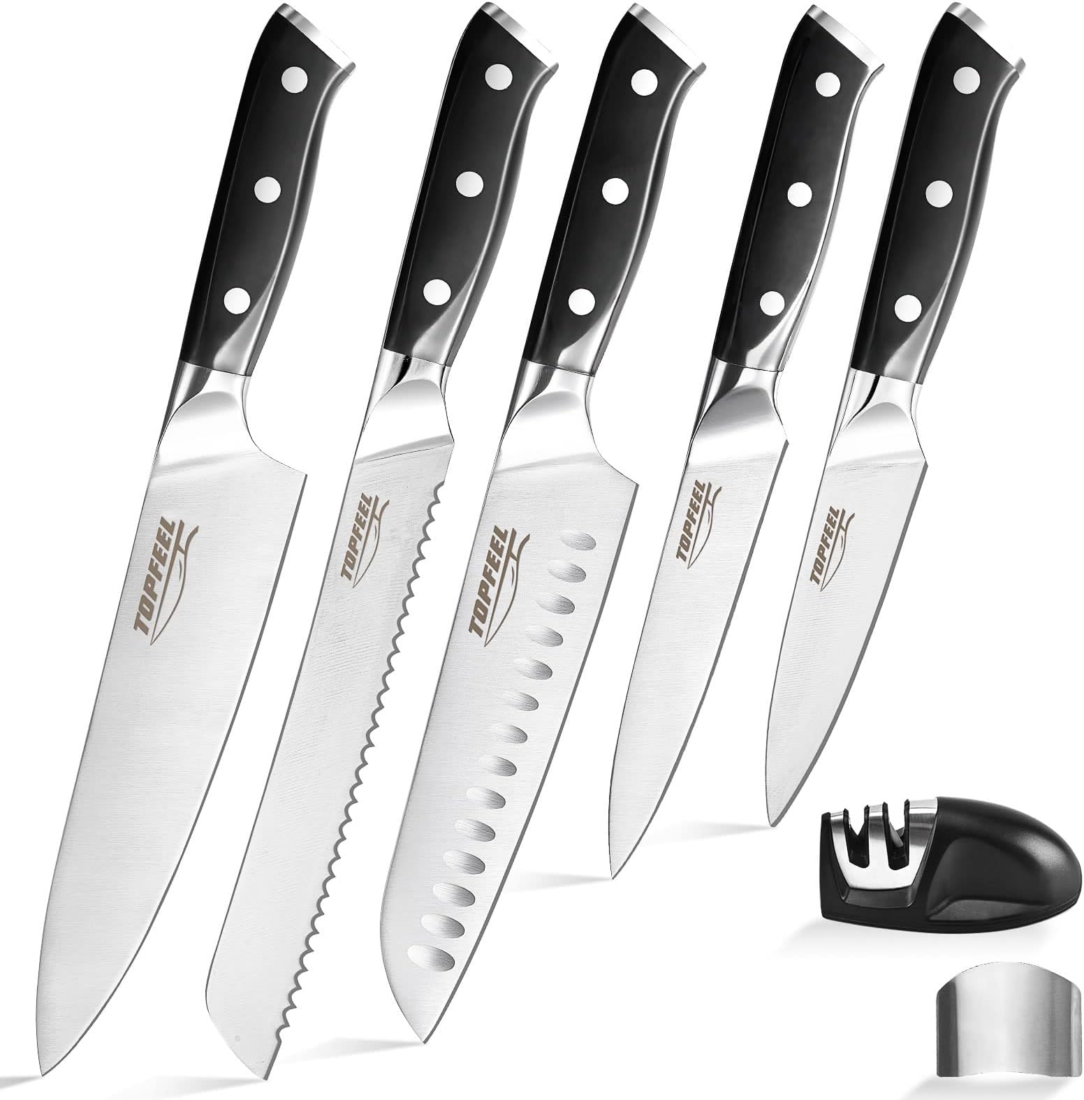 Professional Chef Knife Set 5PCS, 3.5-8 Inch Set Kitchen Knives German High Carbon Stainless Steel Sharp Knife, Knives Set for Kitchen with Ergonomic Handle
