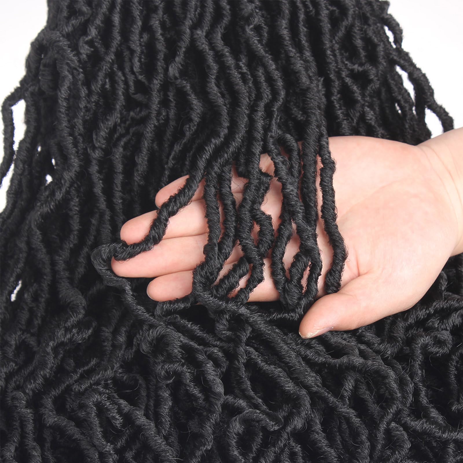 45,7 cm künstliche Locs Häkelnadel Hair Soft Locs 7 Packs Pre-looped New Faux Locs Crochet Braids Natural Black Goddess Locs Crochet Hair Extension Curly Locs Braiding Hair Synthetic for