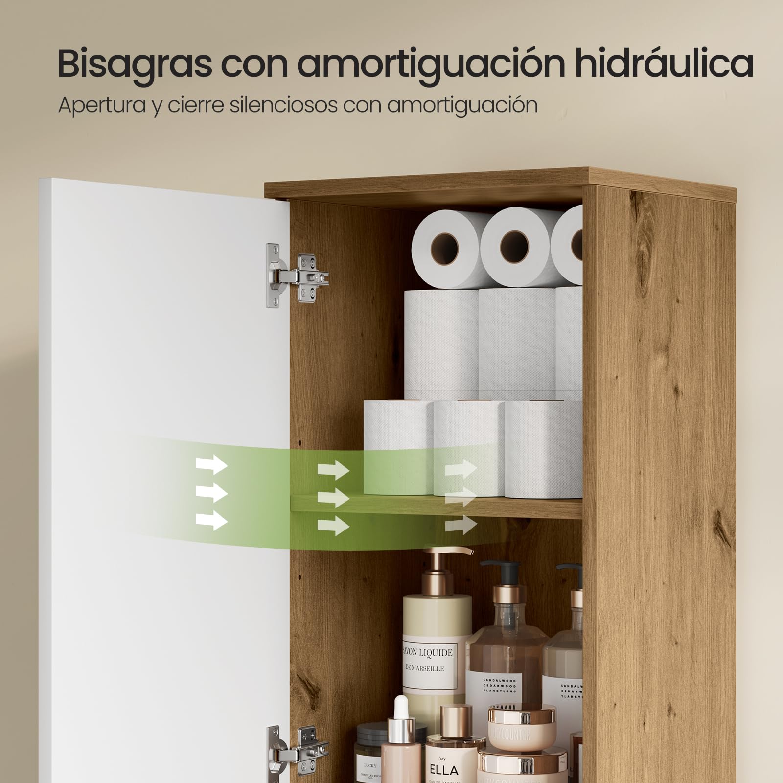 EUGAD Mueble de Baño, Armario de Baño Alto con 2 Compartimentos con Puerta, 1 Abierto, 1 Cajón y Estantes Ajustables, 35 x 30 x 176,5 cm, Madera de Ingeniería, para Espacios Reducidos, Blanco + Roble