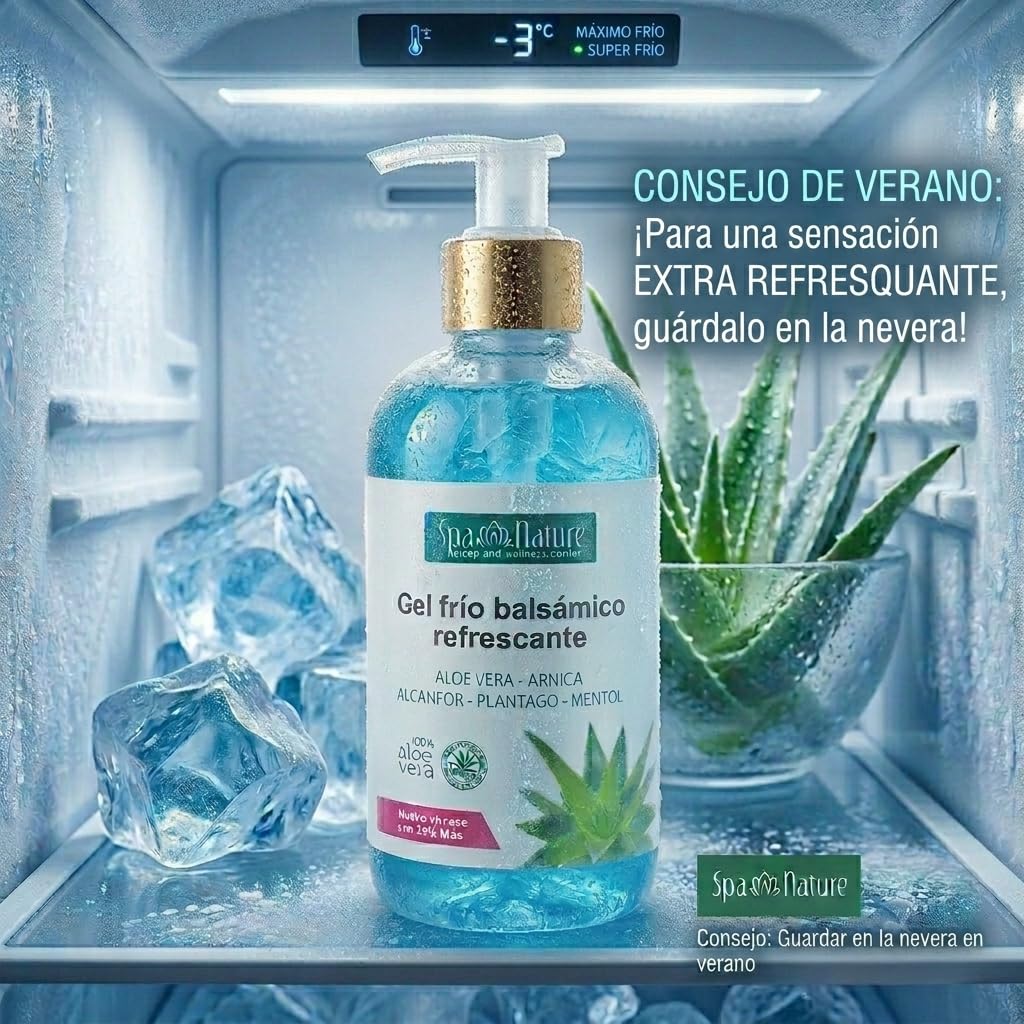 Gel Frío Piernas Cansadas con Aloe Vera - Efecto Calmante Inmediato, Hidratante y Antiinflamatorio, Absorción Rápida, Vegano - Crema para Pies y Piernas (250ml)