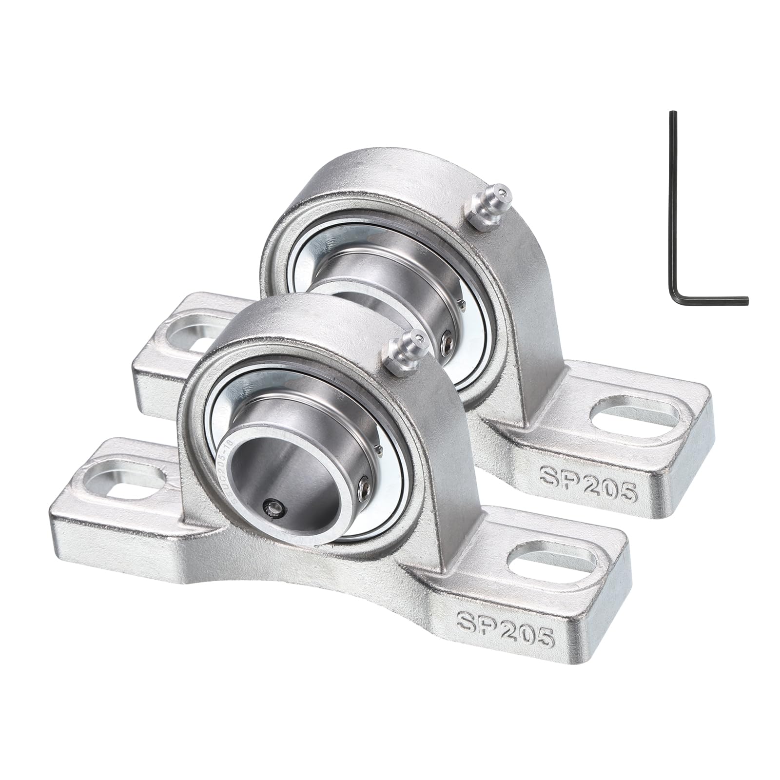 uxcell 2 Pcs SUCP205-16 Pillow Block Bearings 1 inch Bore Self Alignment, Stainless Steel Base Mounted Chrome Steel Bearings