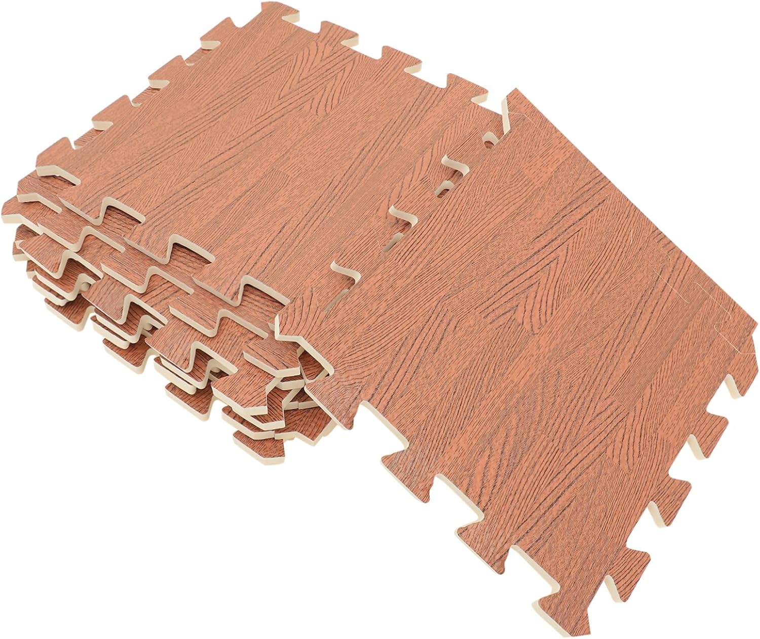Toyvian 12Pcs Wood Grain Interlocking Floor Mats Non Slip Tiles for Living Bedroom Versatile Puzzle Exercise Mat Indoor