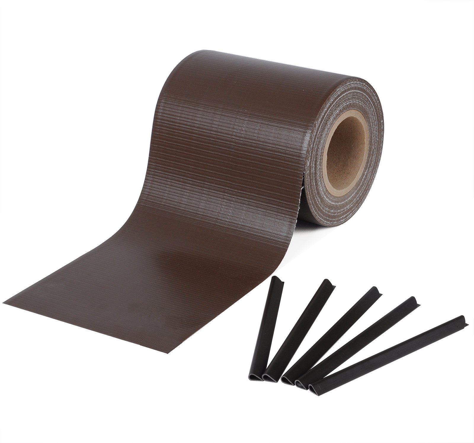 WOLTU Frangivista Recinzione in PVC, Telo Oscurante per Balcone 19cm x 35m, Strisce Protezione della Privacy per Giardino Incluse 25 clip di fissaggio, Marrone