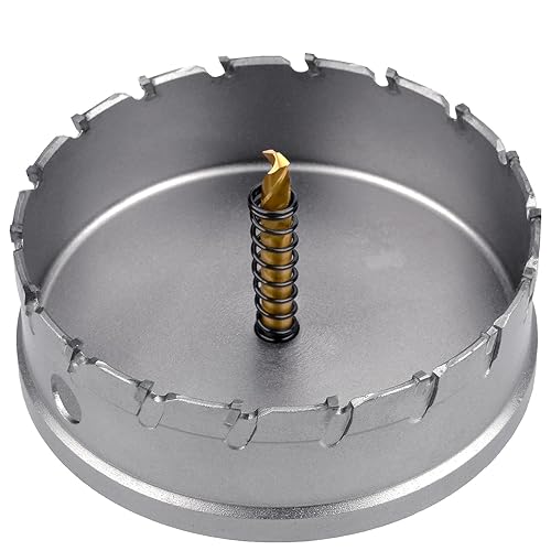 Miniatura 3 de Sierra de agujero con punta de carburo de 4 pulgadas3.937 in, sierra de agujero de acero metálico con broca, cortador de agujeros para metal grueso,