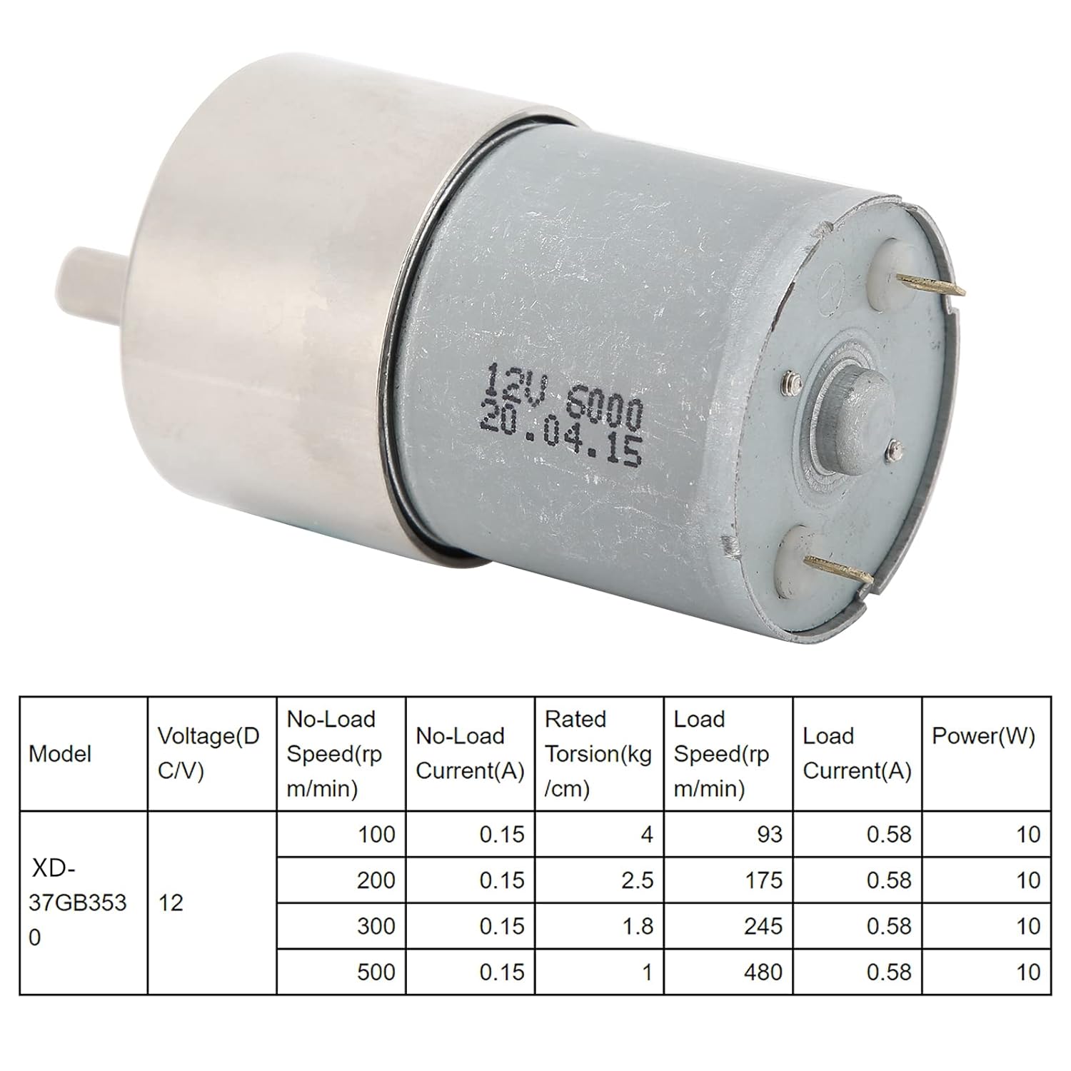 ギアモーター低速大ねじり永久磁石 12V XD37GB3530 ブラケットガバナ (100rpm/分)