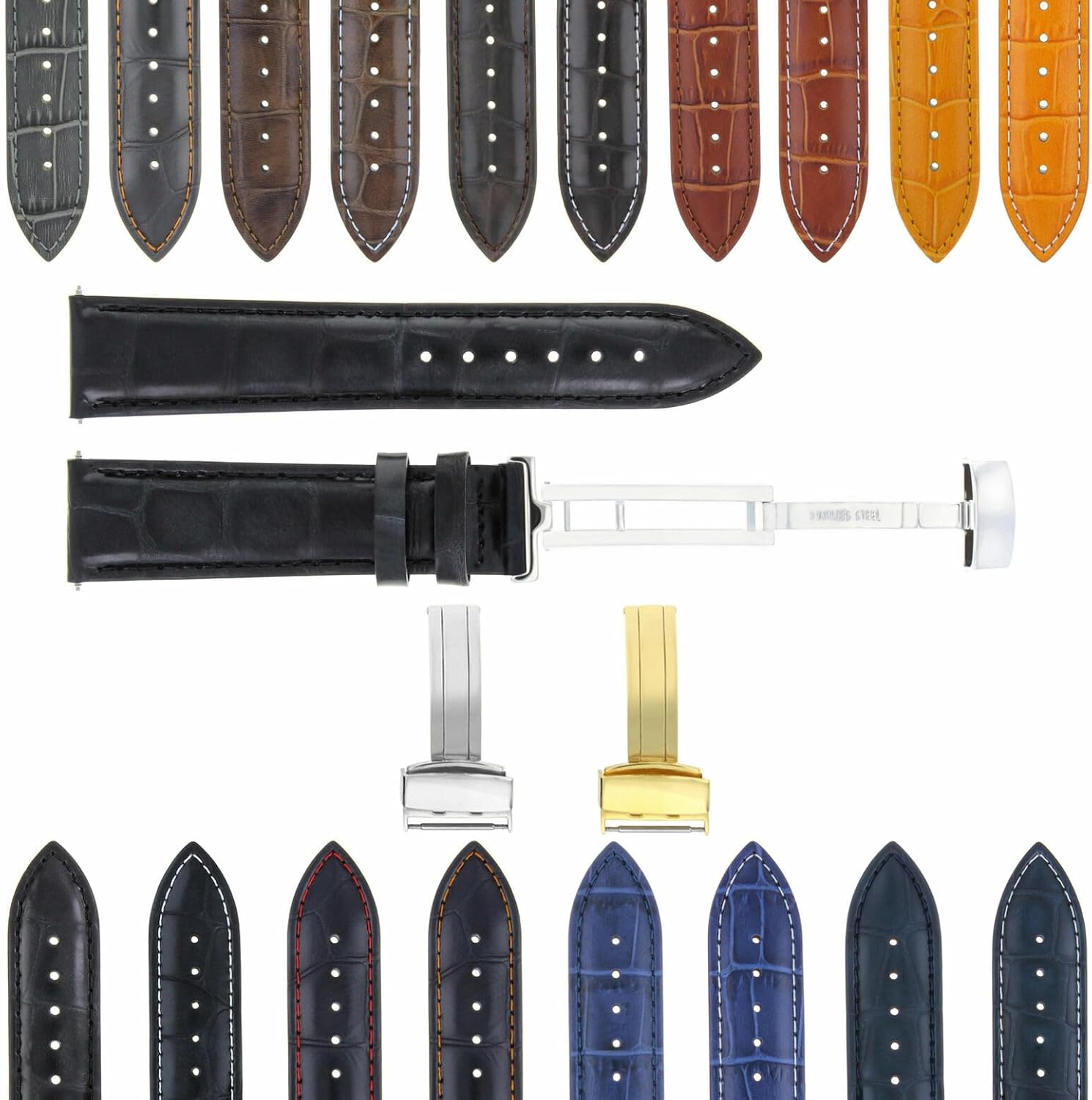 Ewatchparts 17-18-19-20-21-22-2424mm Leather Watch Band Strap Compatible With Rolex Date, Datejust GMT Watch