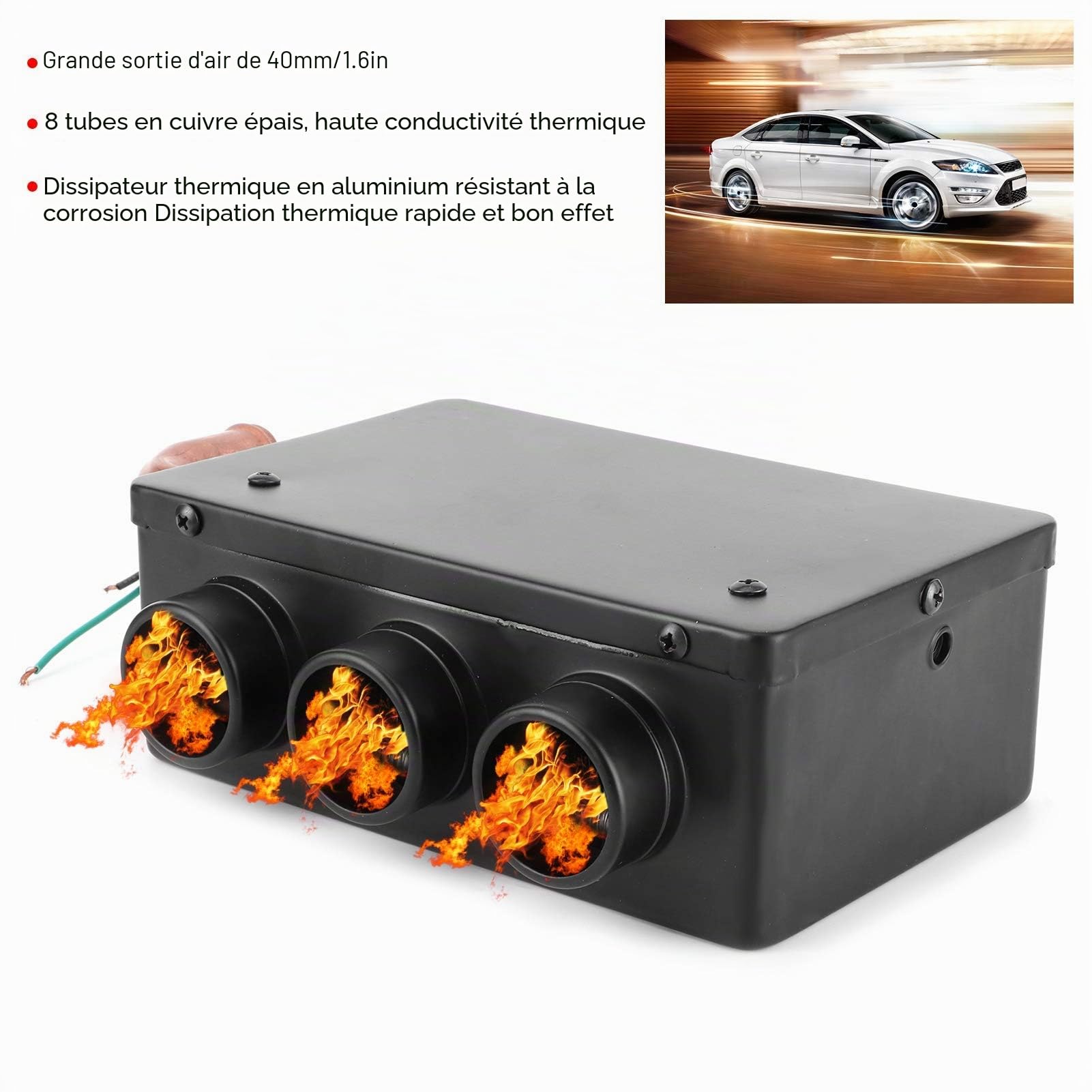 Ejoyous Chauffage de Voiture 12V, 50W, Dégivreur Portable 3 Trous avec Faible Bruit pour Véhicule en Hiver