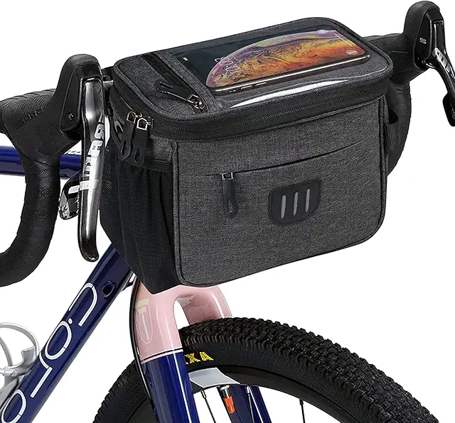 Sacoche de Guidon Vélo Étanche 6L - Panier Avant Grande Capacité avec Support Téléphone, Noir