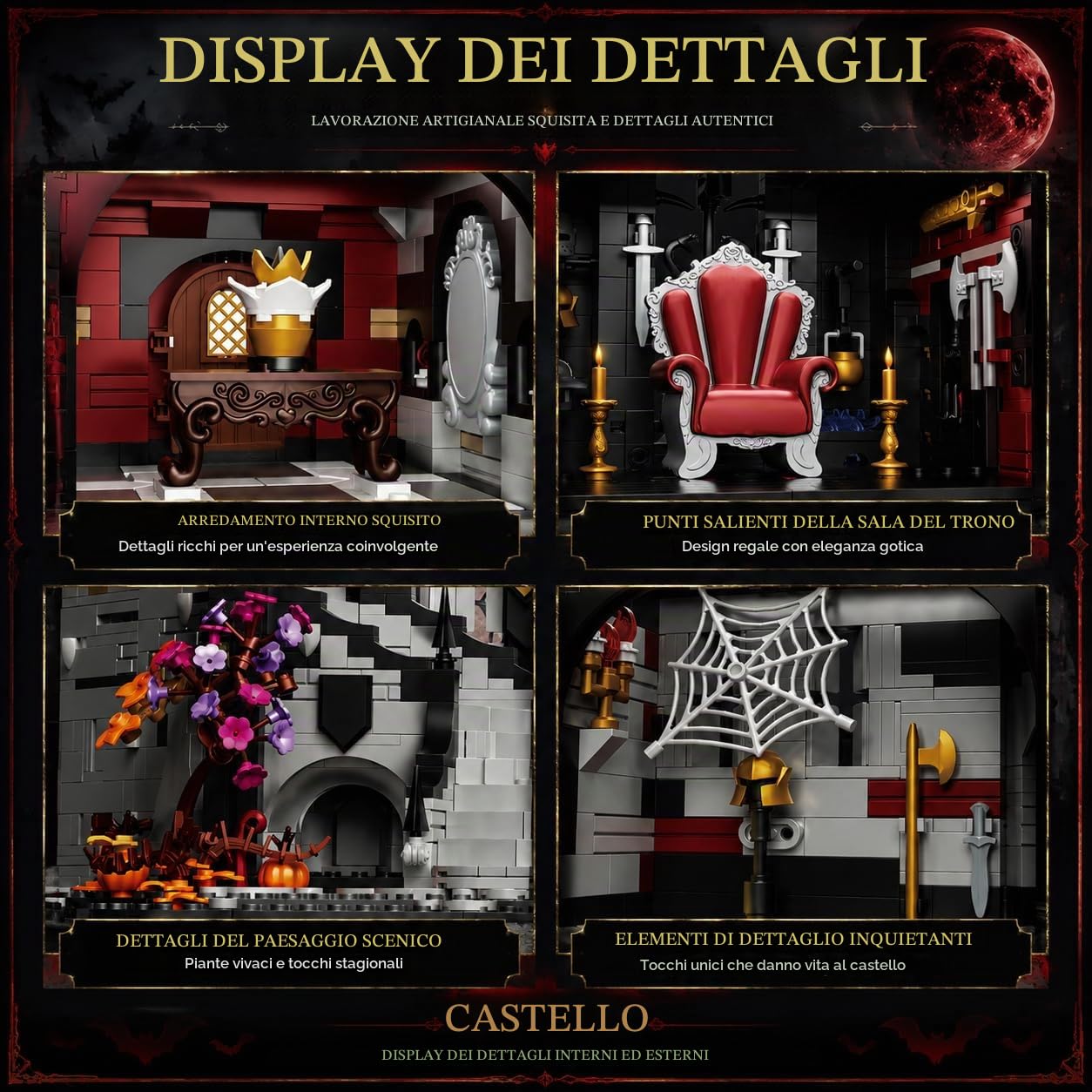 Mavo brix Halloween Haunted House Building Set per adulti 14+, 3540 PCS | MOC - Kit di modellini gotici con castello medievale, compatibile con Lego Horror, montaggio ad alta difficoltà