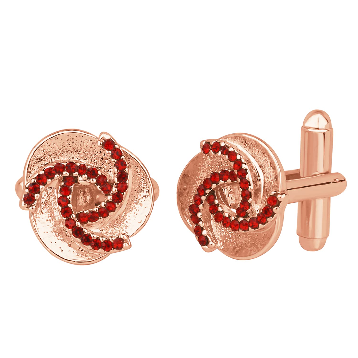 Solitaire Red Crystals Rosegold Plated Cufflink for Mens and Boys (CL1100545ZRed)-image-8