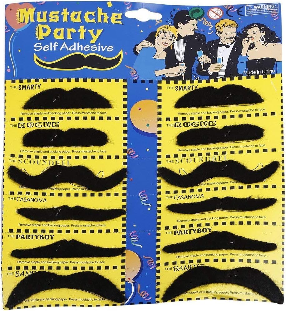 MOOLYAVAAN PRODUCTS Funny Halloween Cosplay Fake Mustache | Fancy Dress Competitions | Annual Functions | School Events | Birthday Party | Gift (Pack of 2)
