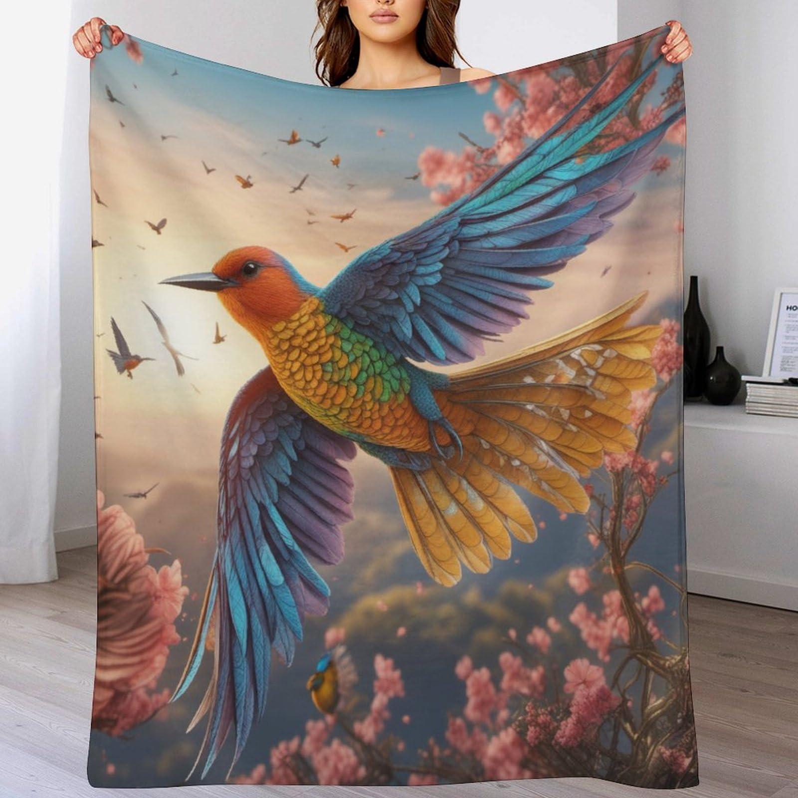 Plaid couette oiseau mignon pour soirées cocooning sur le canapé-lit et le salon moderne