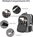 MATEIN 18 Inch Laptop Backpack, Extra Large Travel Backpack with Luggage Strap and Laptop Compartment for Women Men, TSA Approved Carry On Waterproof Laptop Bag, Grey, 18.4 Inch | Carry On Bag with TSA Laptop Compartment & Anti Theft Pocket, College